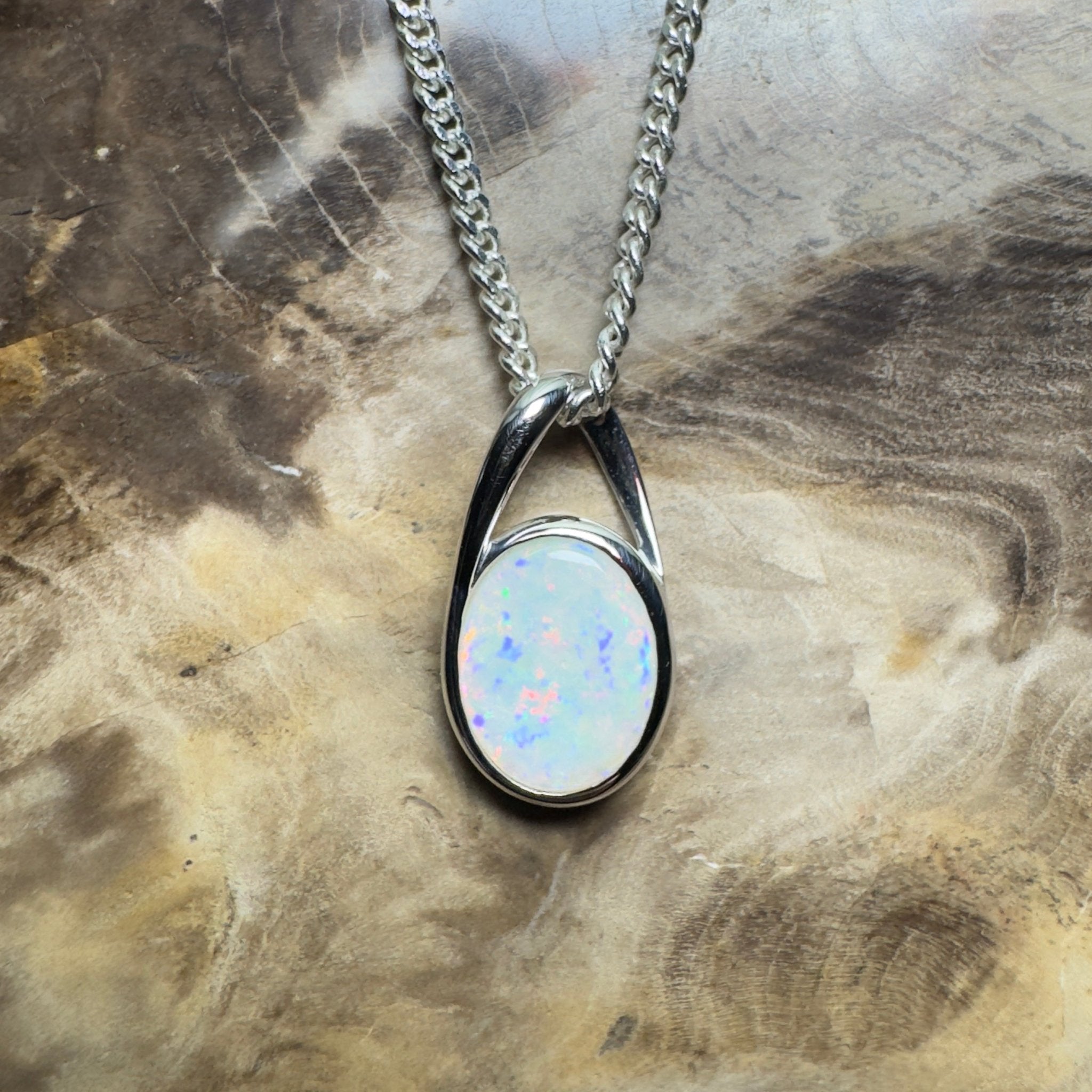 Desert Signal ~ 1.1ct Coober Pedy Opal 925 Silver Pendant