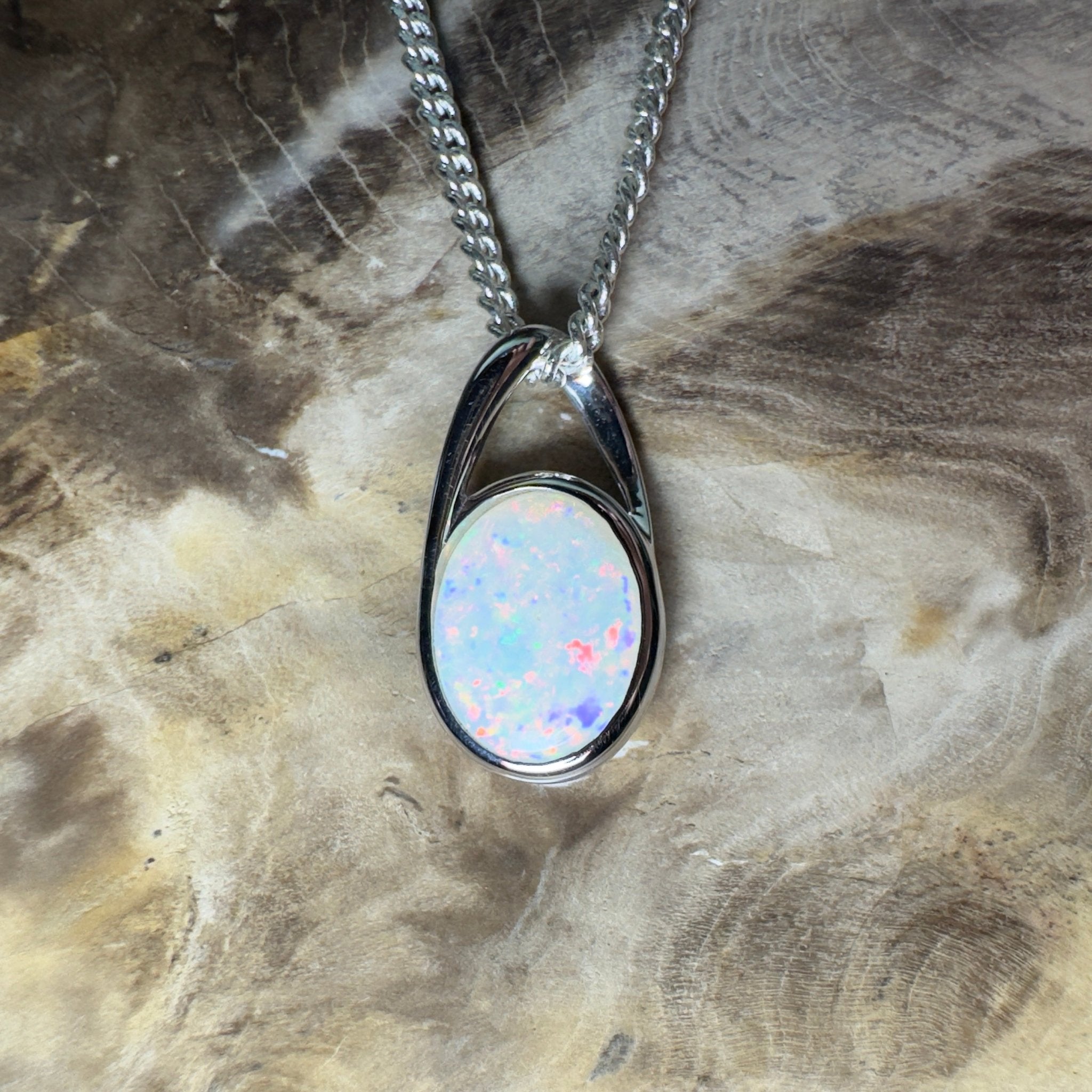 Desert Signal ~ 1.1ct Coober Pedy Opal 925 Silver Pendant