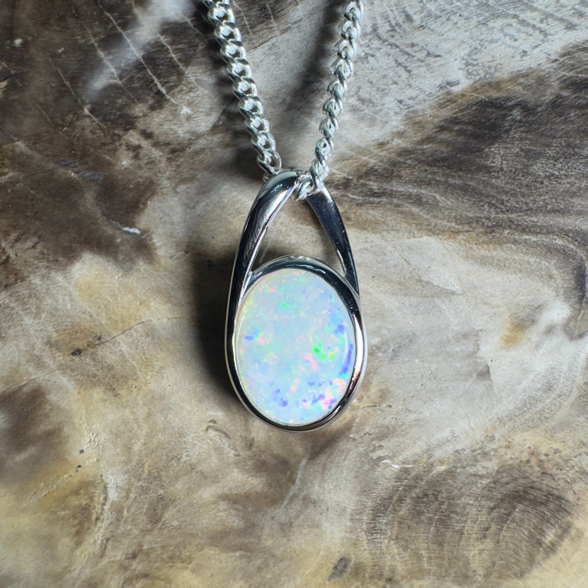Desert Signal ~ 1.1ct Coober Pedy Opal 925 Silver Pendant