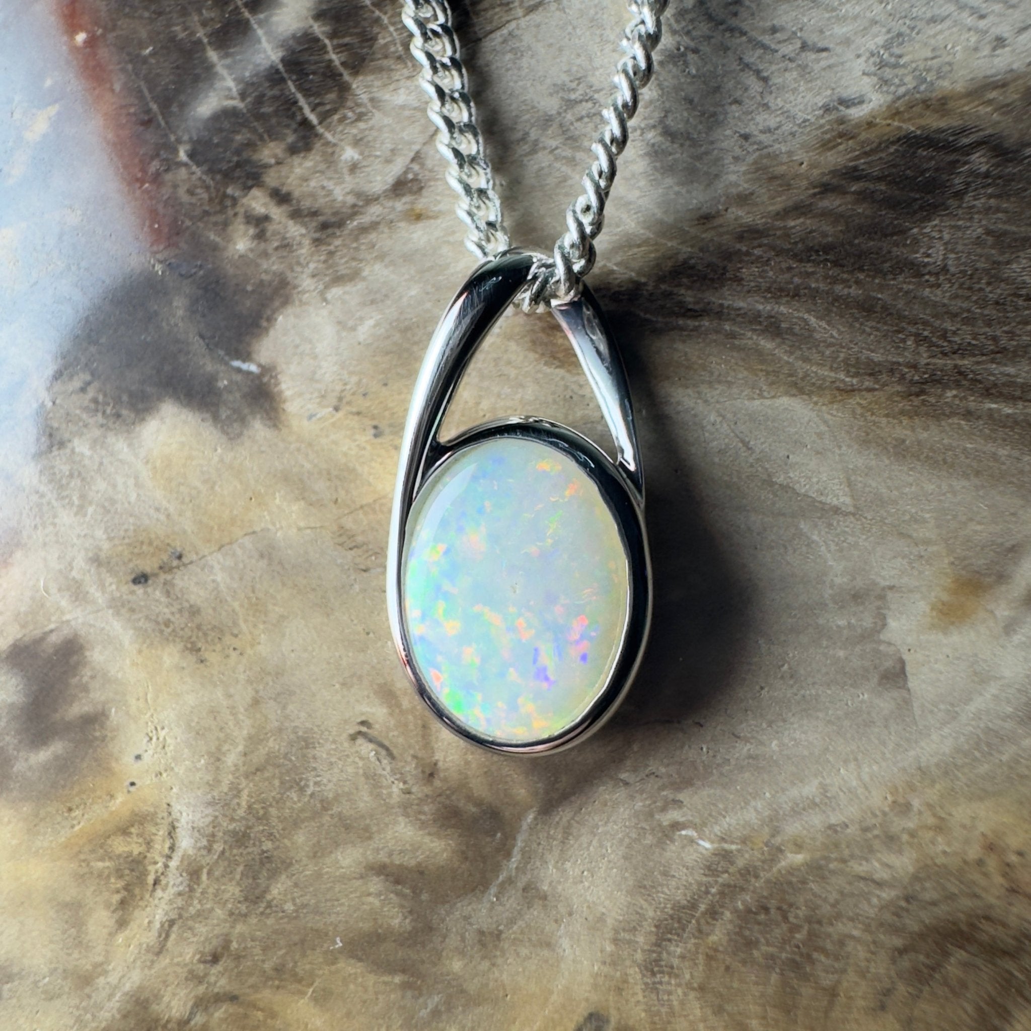 Desert Signal ~ 1.1ct Coober Pedy Opal 925 Silver Pendant