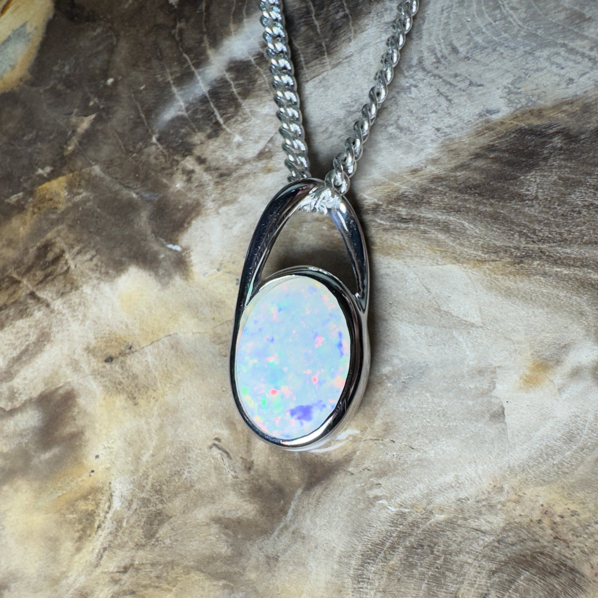 Desert Signal ~ 1.1ct Coober Pedy Opal 925 Silver Pendant