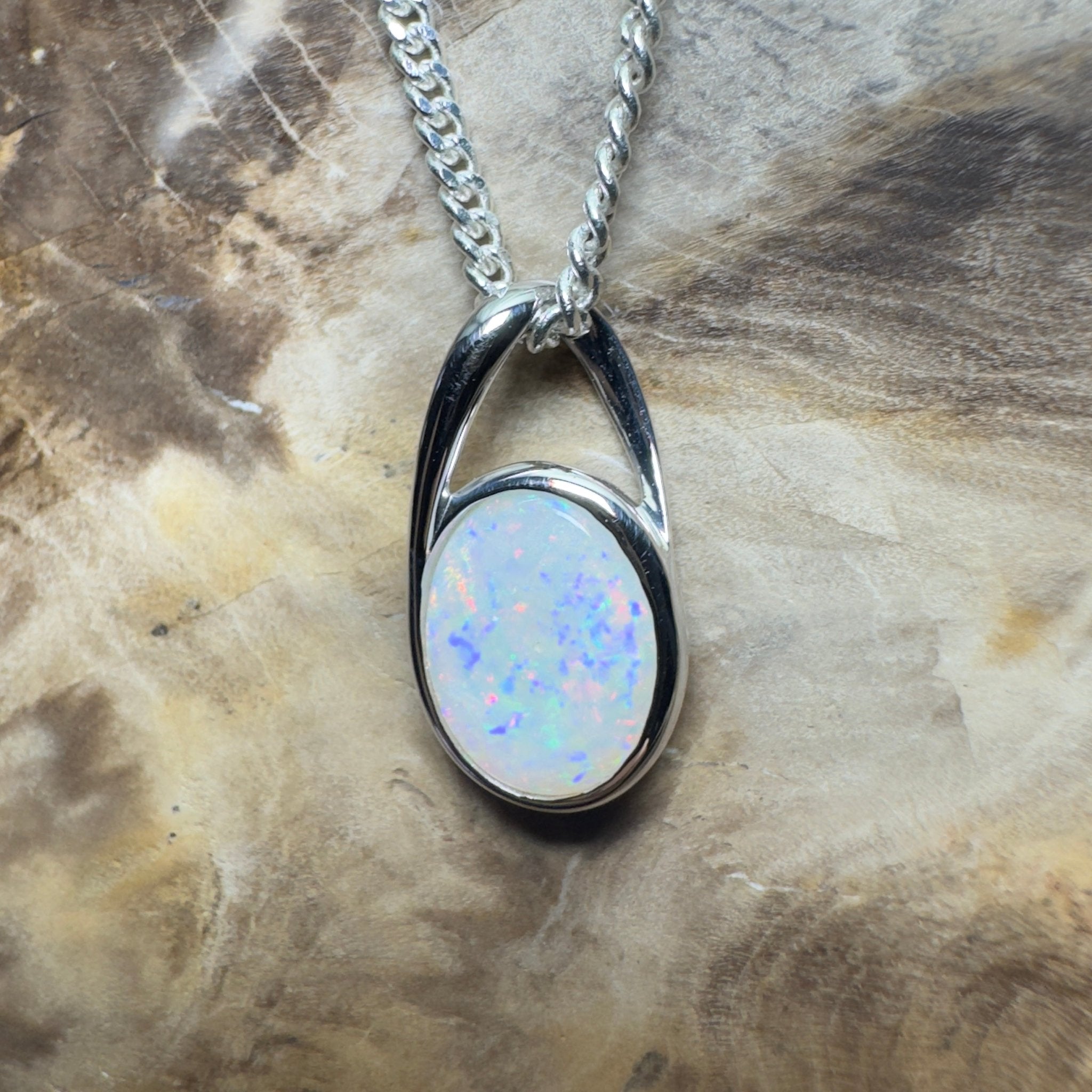 Desert Signal ~ 1.1ct Coober Pedy Opal 925 Silver Pendant