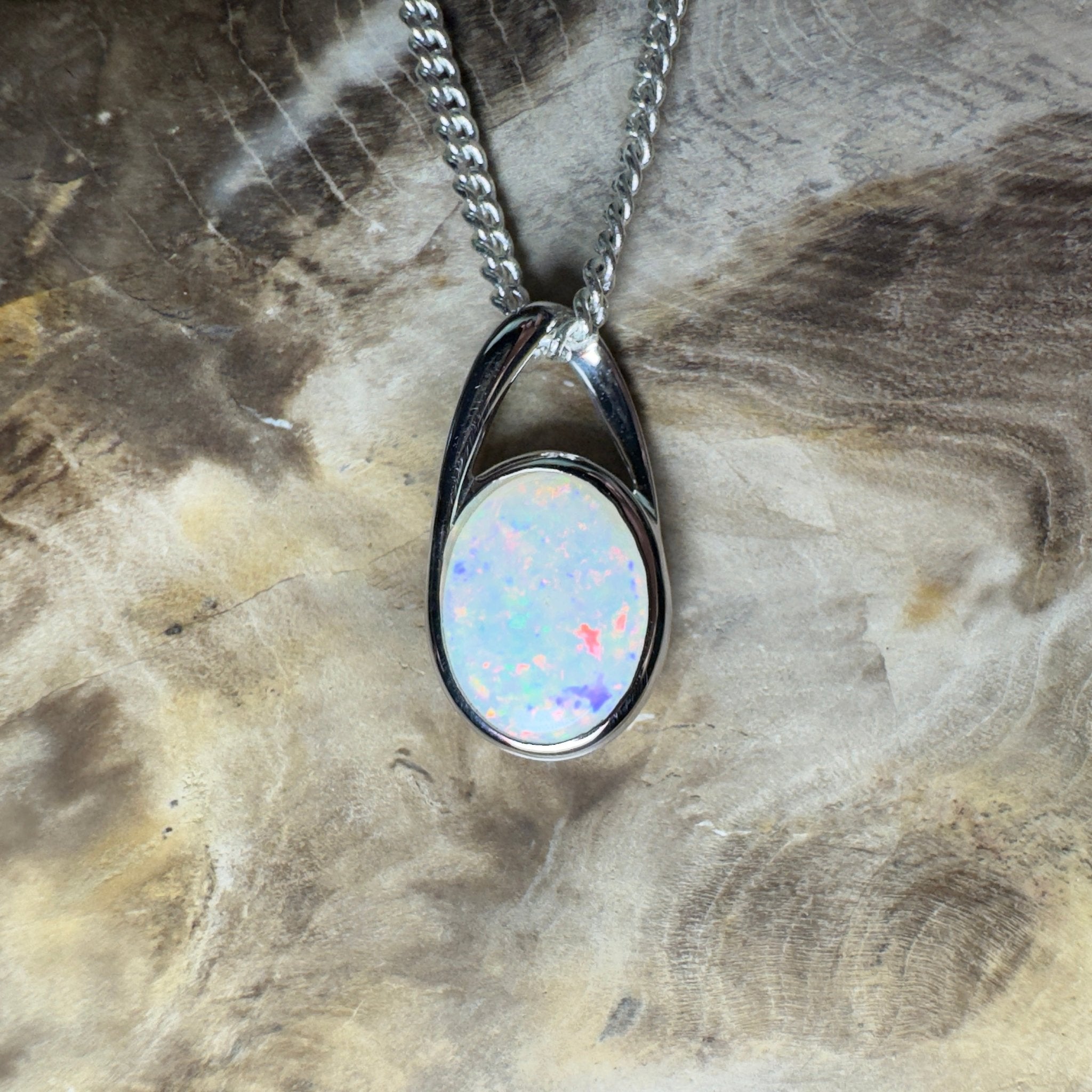 Desert Signal ~ 1.1ct Coober Pedy Opal 925 Silver Pendant