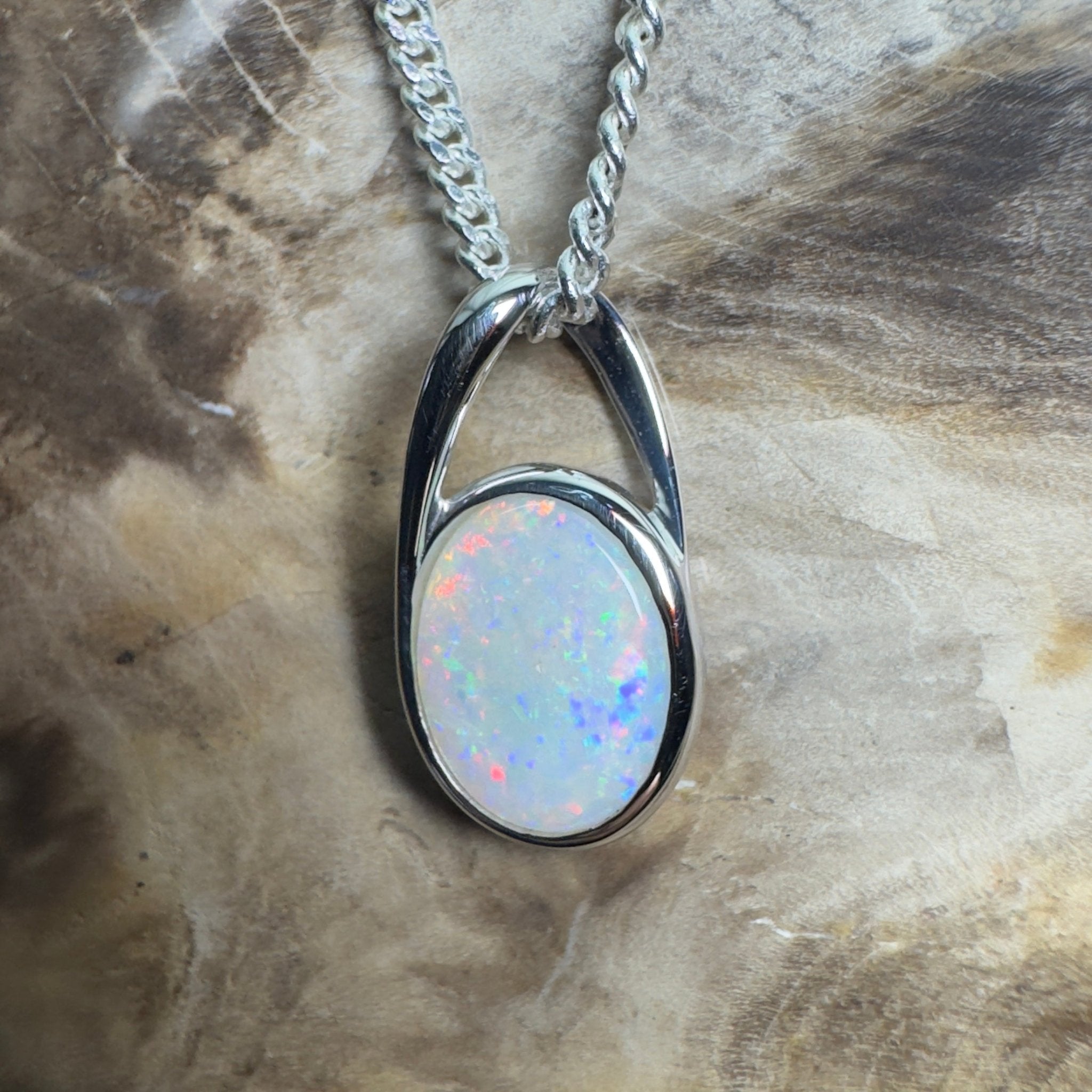 Desert Signal ~ 1.1ct Coober Pedy Opal 925 Silver Pendant