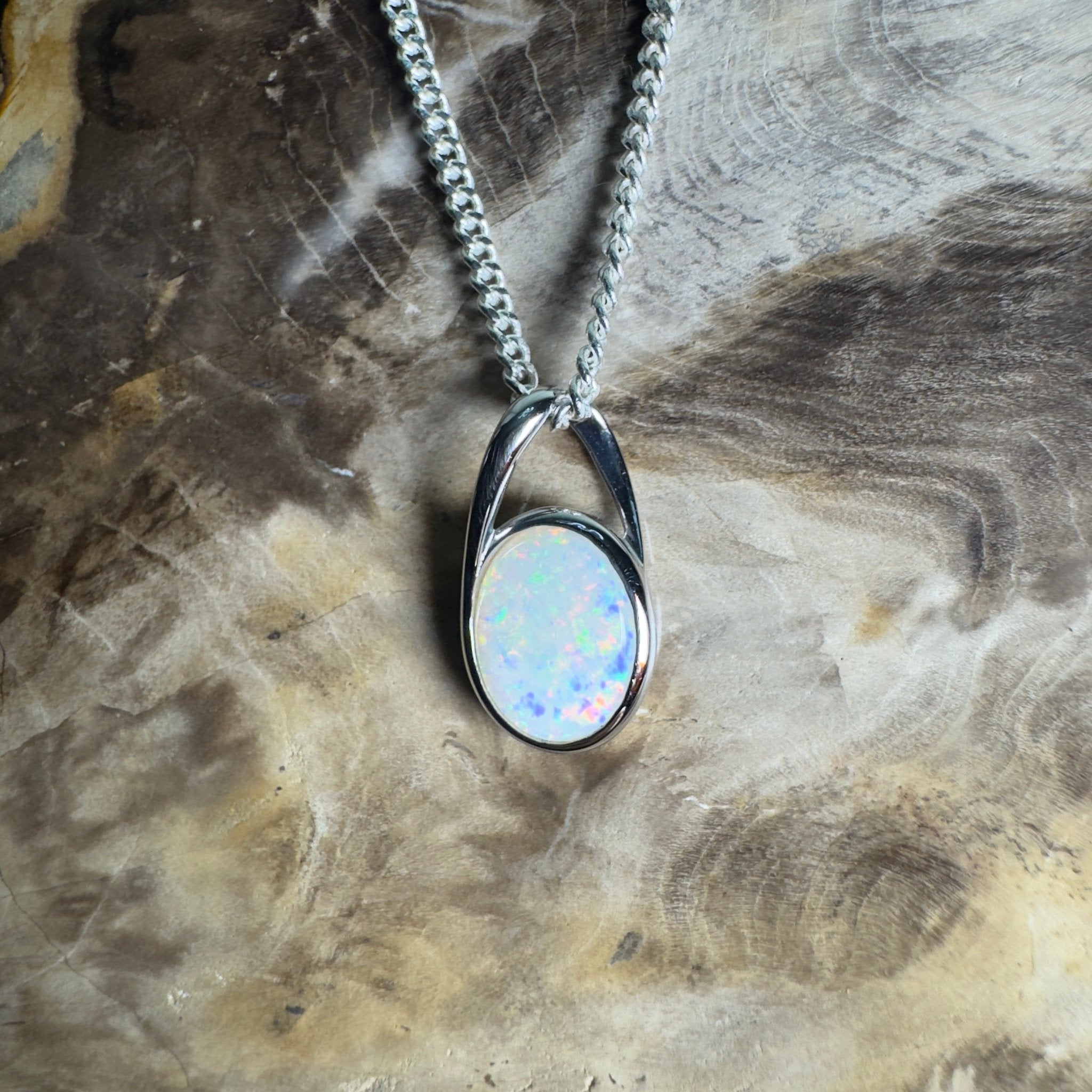 Desert Signal ~ 1.1ct Coober Pedy Opal 925 Silver Pendant