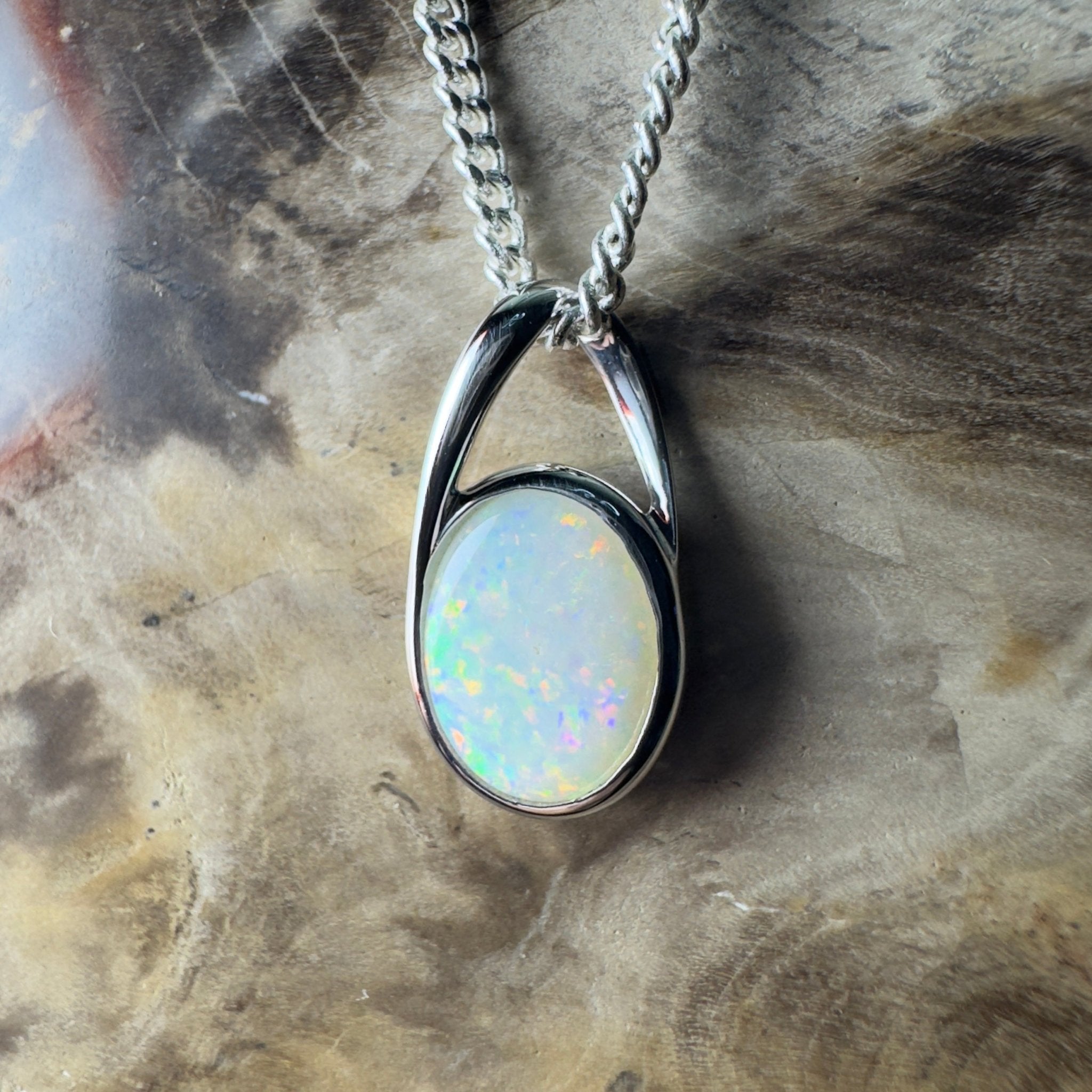 Desert Signal ~ 1.1ct Coober Pedy Opal 925 Silver Pendant
