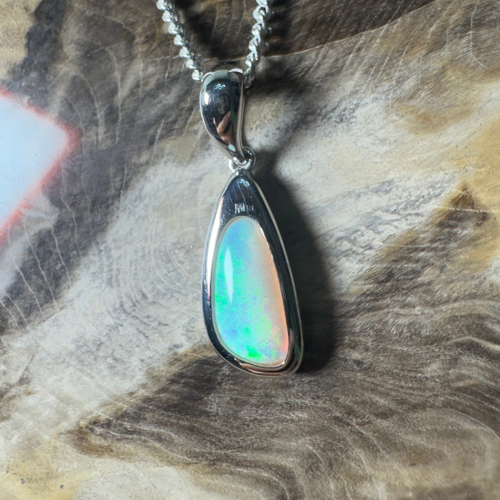 Desert Sky Line ~ 1.3ct Coober Pedy Opal 925 Silver Pendant