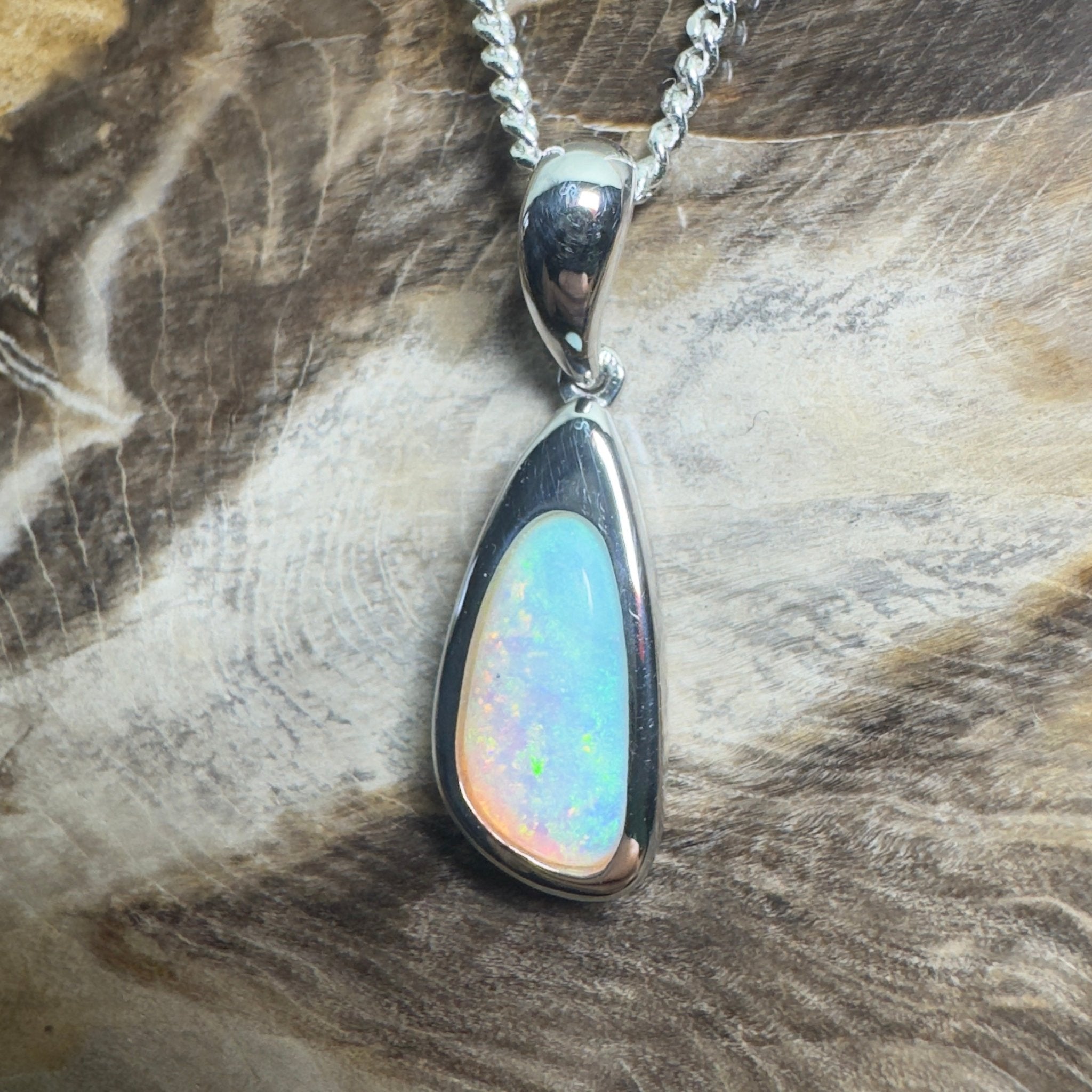 Desert Sky Line ~ 1.3ct Coober Pedy Opal 925 Silver Pendant