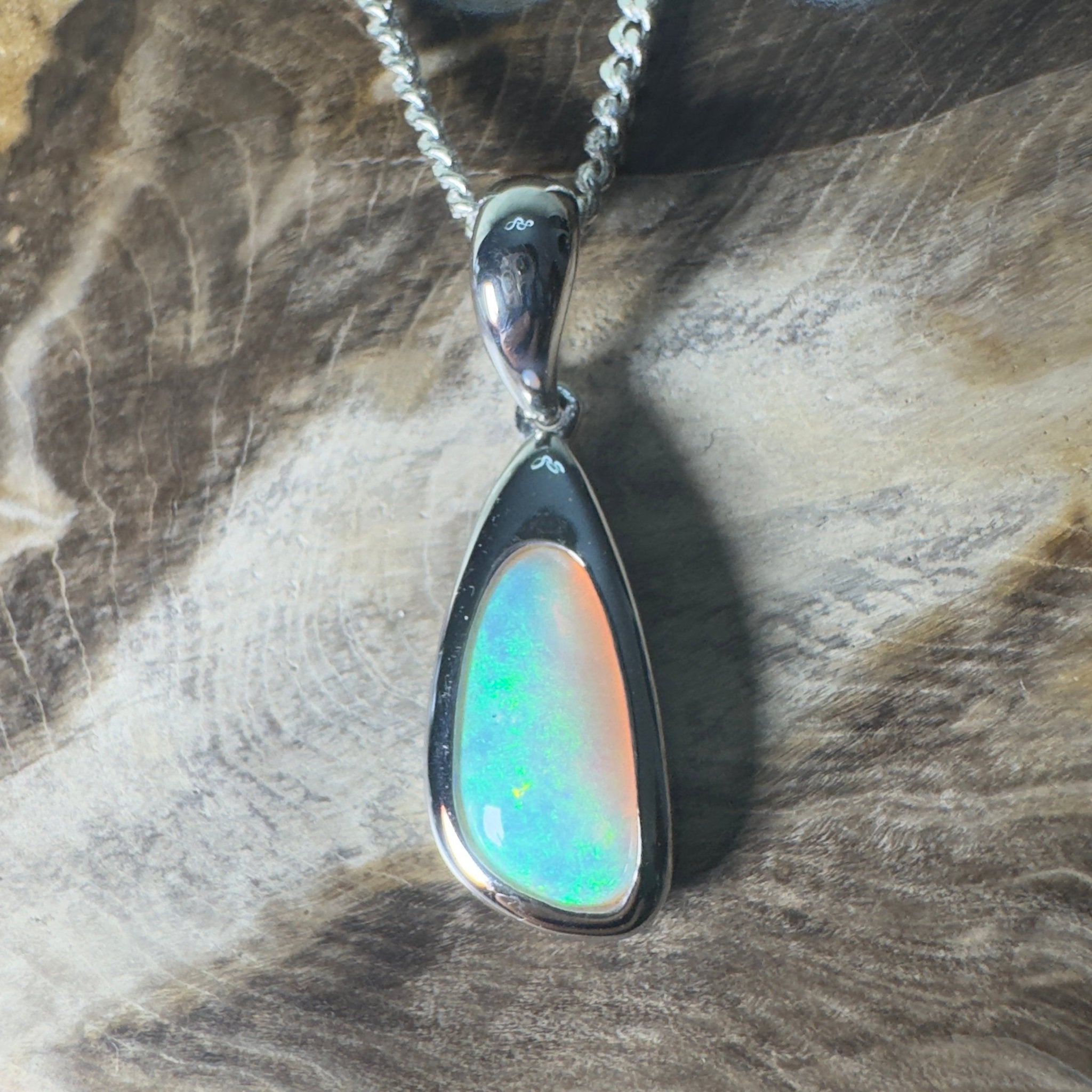 Desert Sky Line ~ 1.3ct Coober Pedy Opal 925 Silver Pendant