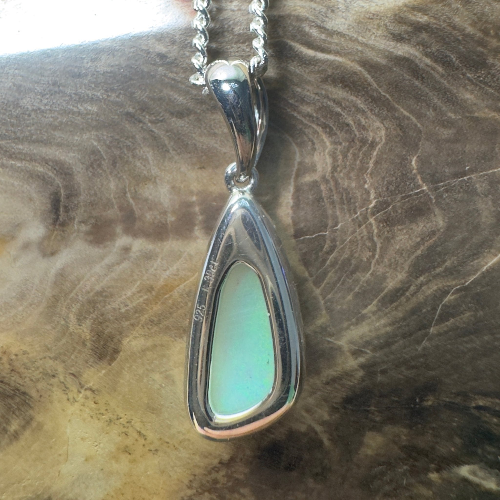 Desert Sky Line ~ 1.3ct Coober Pedy Opal 925 Silver Pendant