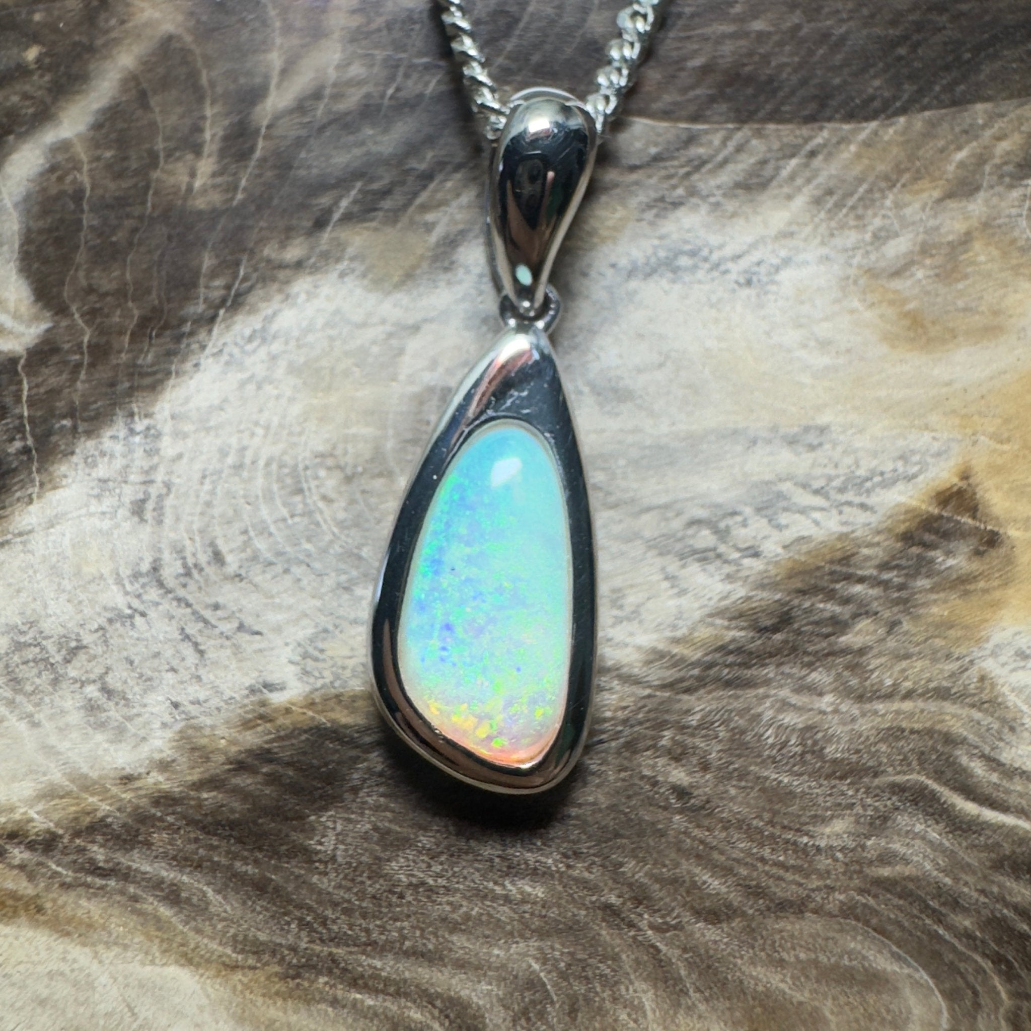 Desert Sky Line ~ 1.3ct Coober Pedy Opal 925 Silver Pendant