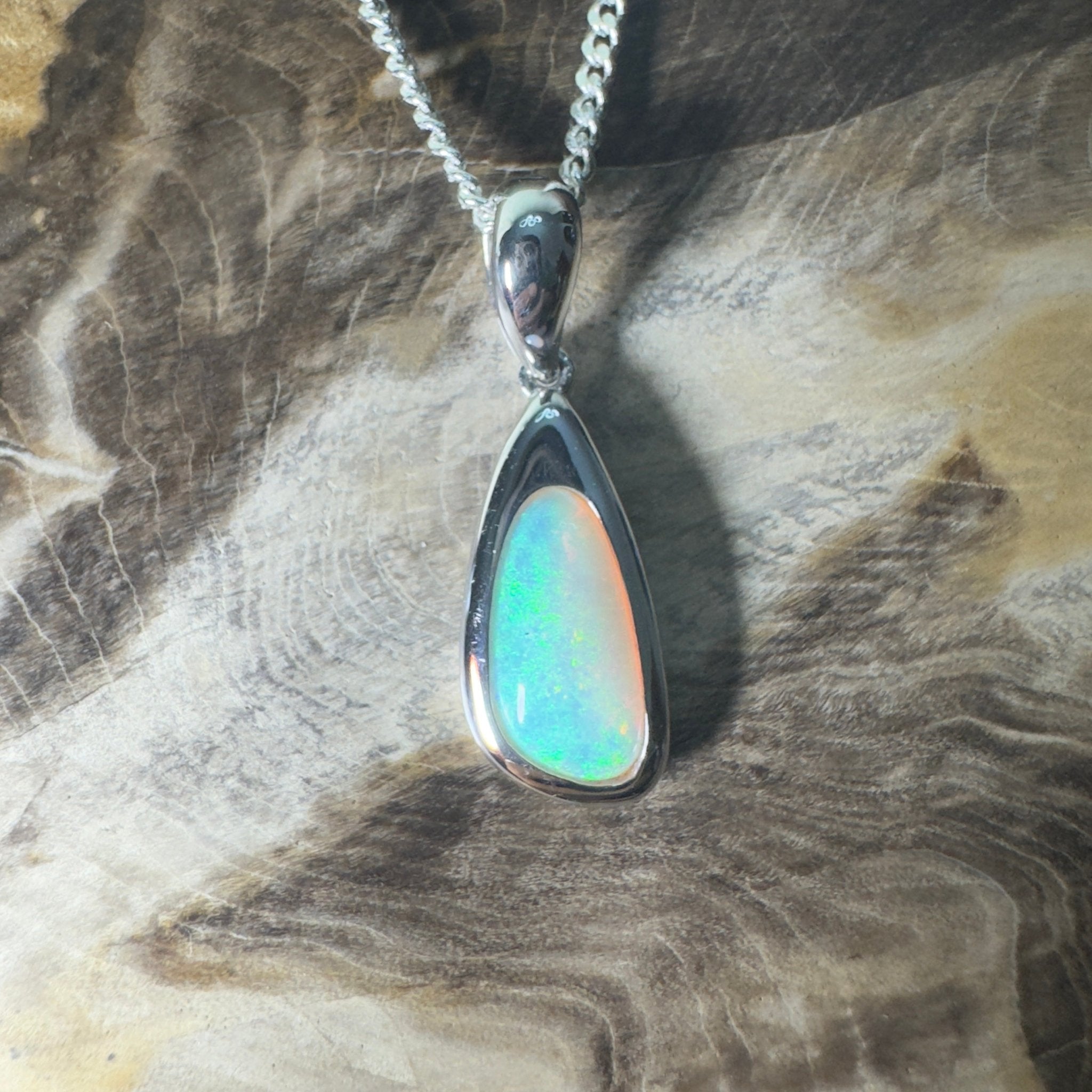 Desert Sky Line ~ 1.3ct Coober Pedy Opal 925 Silver Pendant