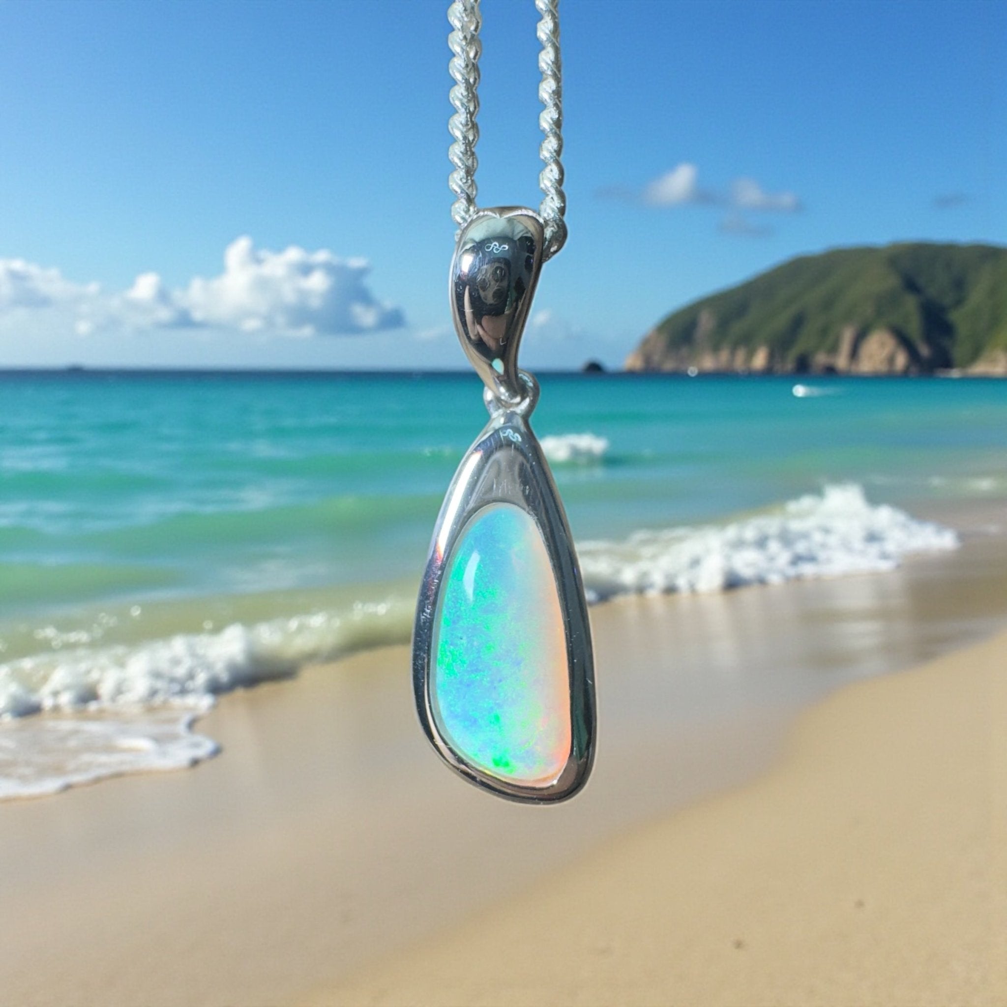 Desert Sky Line ~ 1.3ct Coober Pedy Opal 925 Silver Pendant