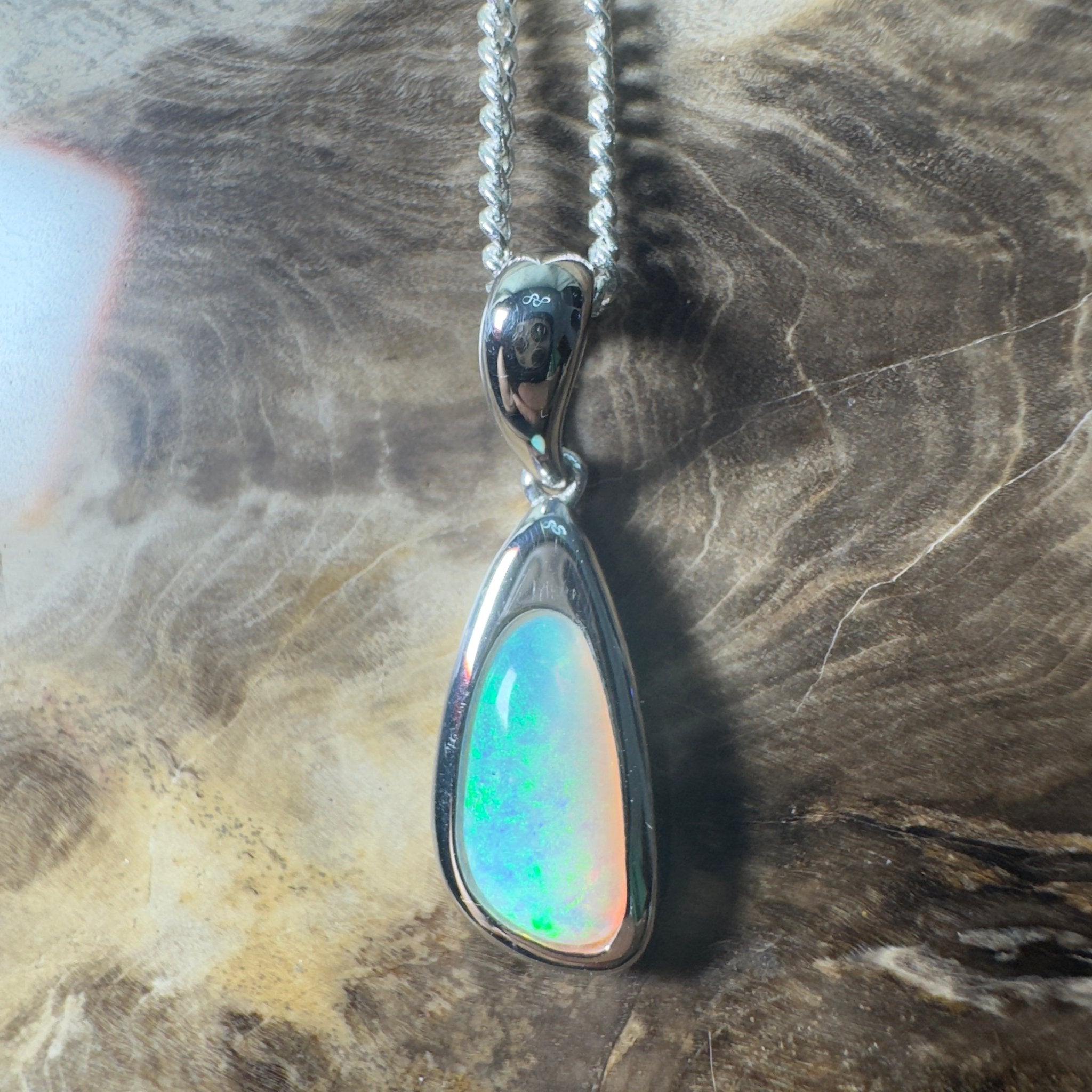 Desert Sky Line ~ 1.3ct Coober Pedy Opal 925 Silver Pendant