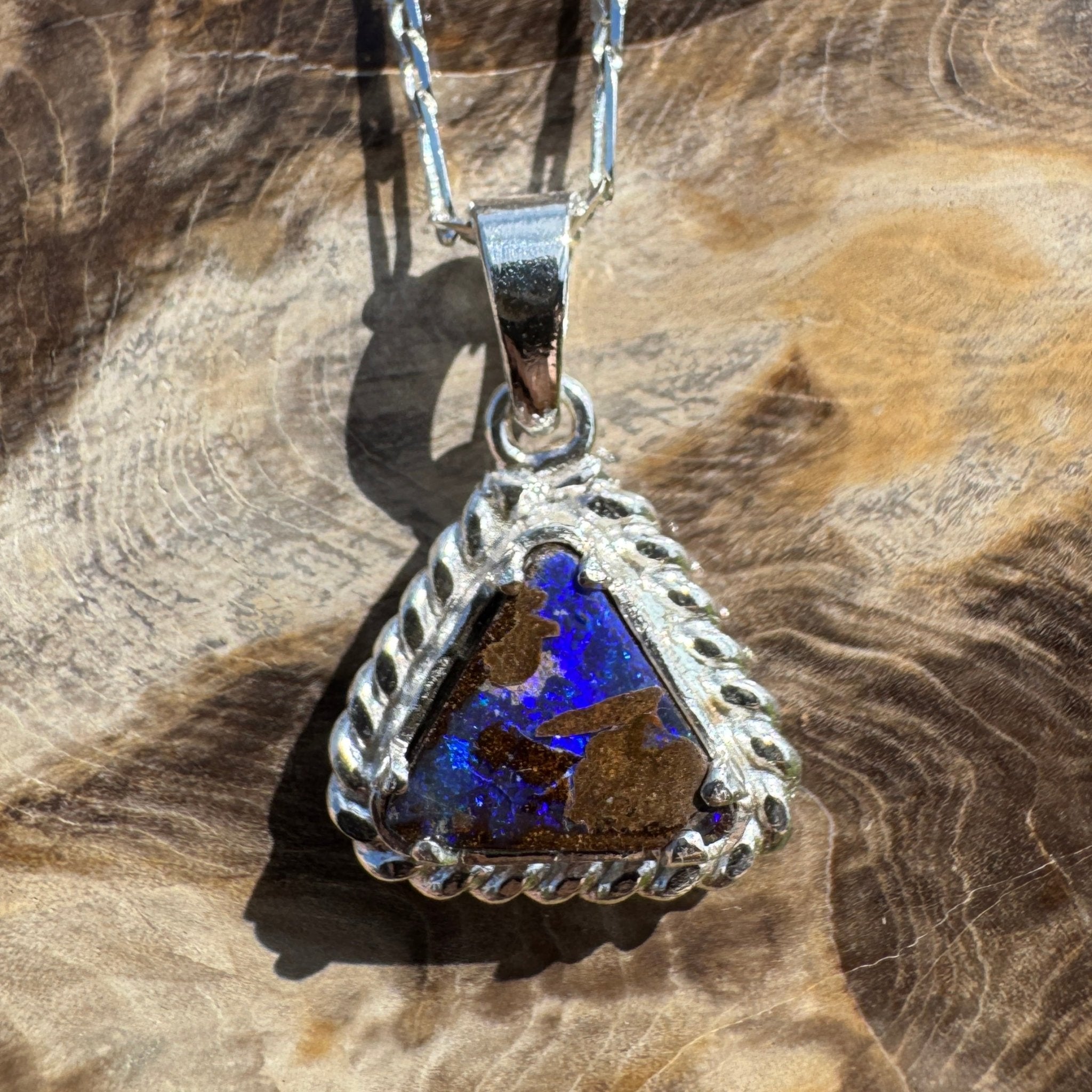 Diamantina Dusk ~ Queensland Boulder Opal 925 Sterling Silver Pendant Necklace