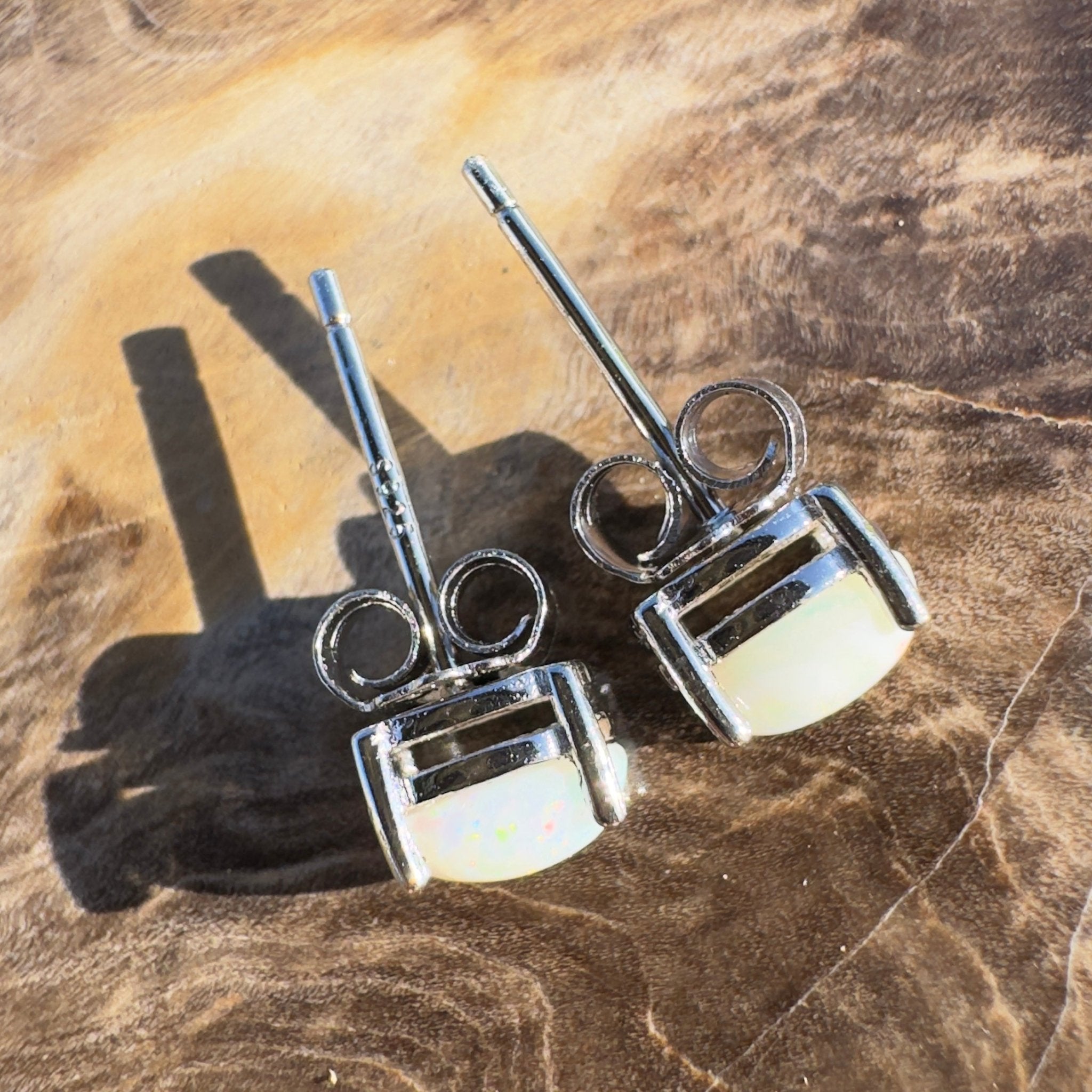 Dirranbandi Lightplay ~ 0.6ct Coober Pedy Opal Sterling Silver Earrings