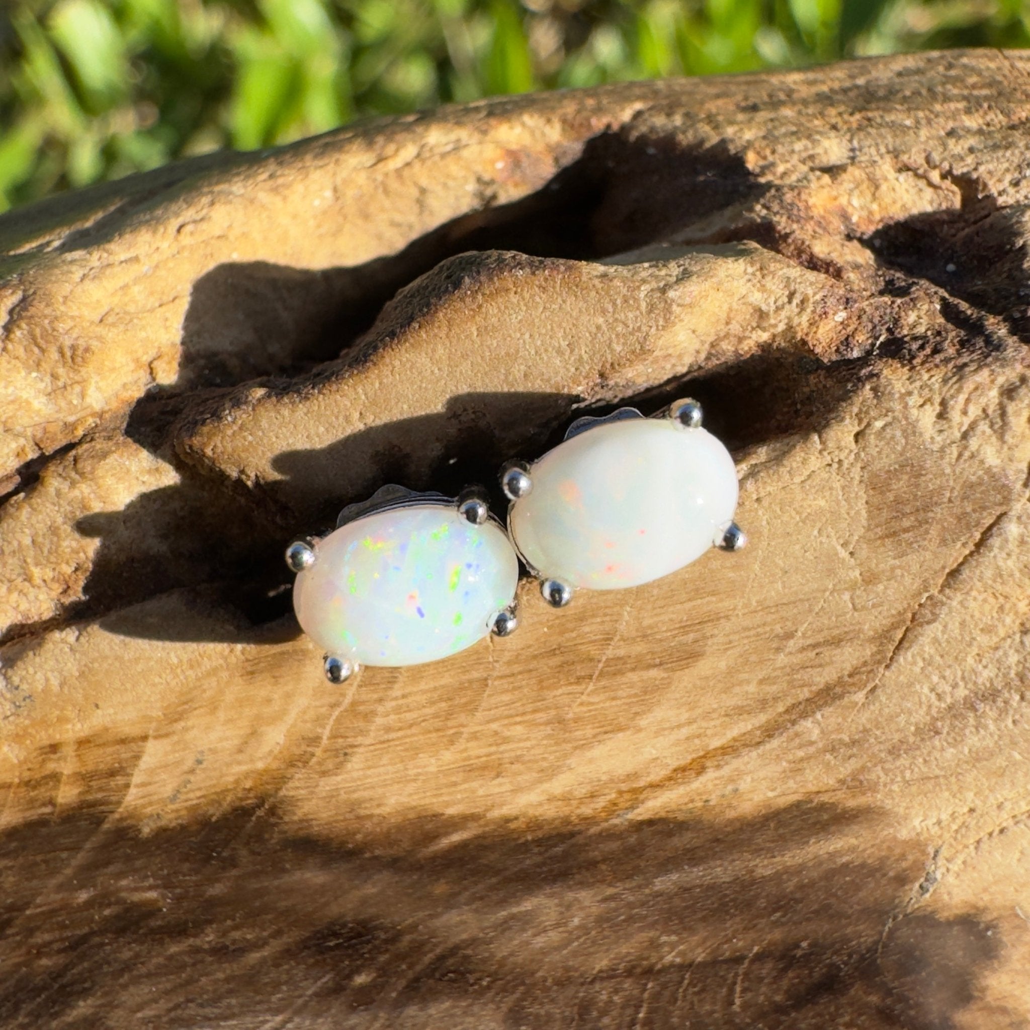 Dirranbandi Lightplay ~ 0.6ct Coober Pedy Opal Sterling Silver Earrings