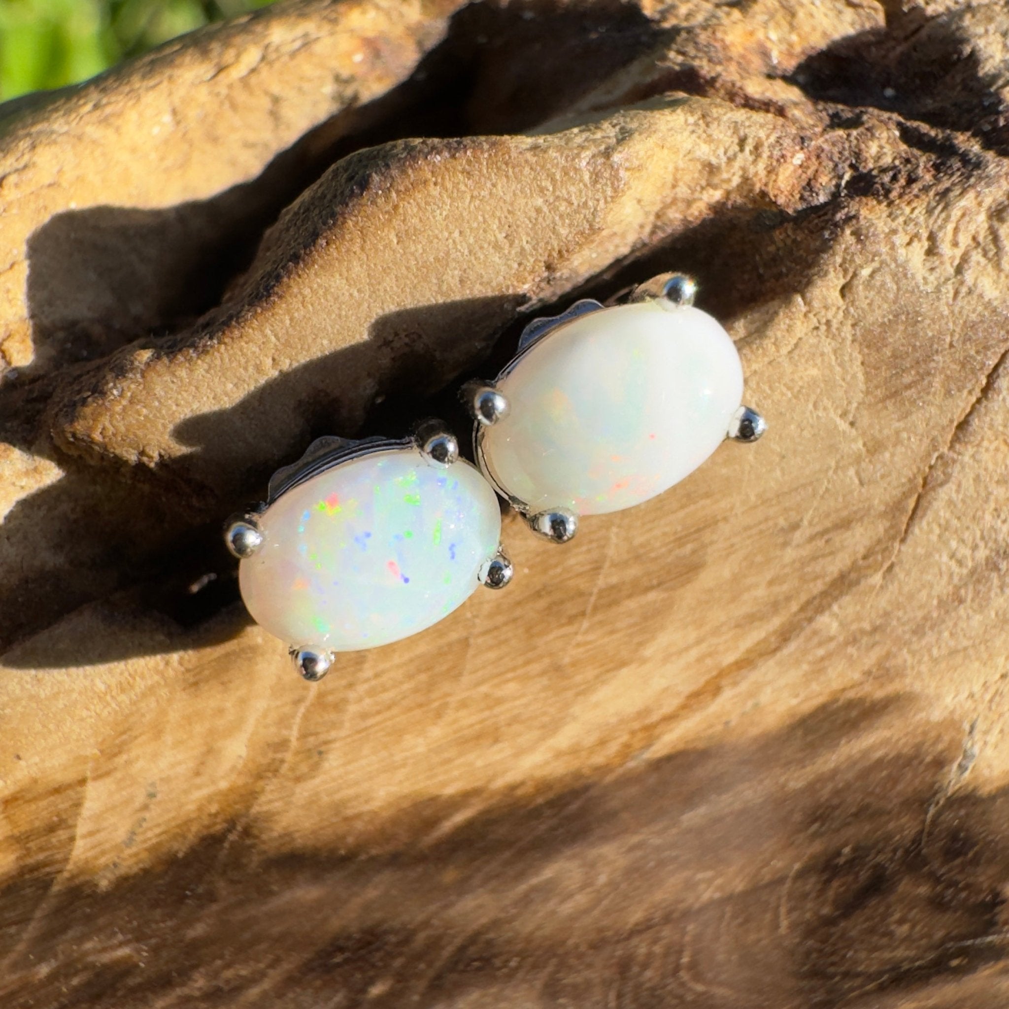 Dirranbandi Lightplay ~ 0.6ct Coober Pedy Opal Sterling Silver Earrings