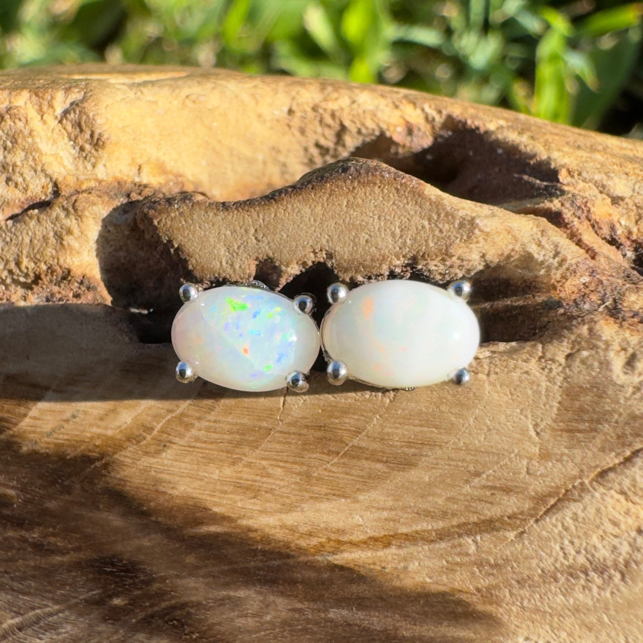 Dirranbandi Lightplay ~ 0.6ct Coober Pedy Opal Sterling Silver Earrings