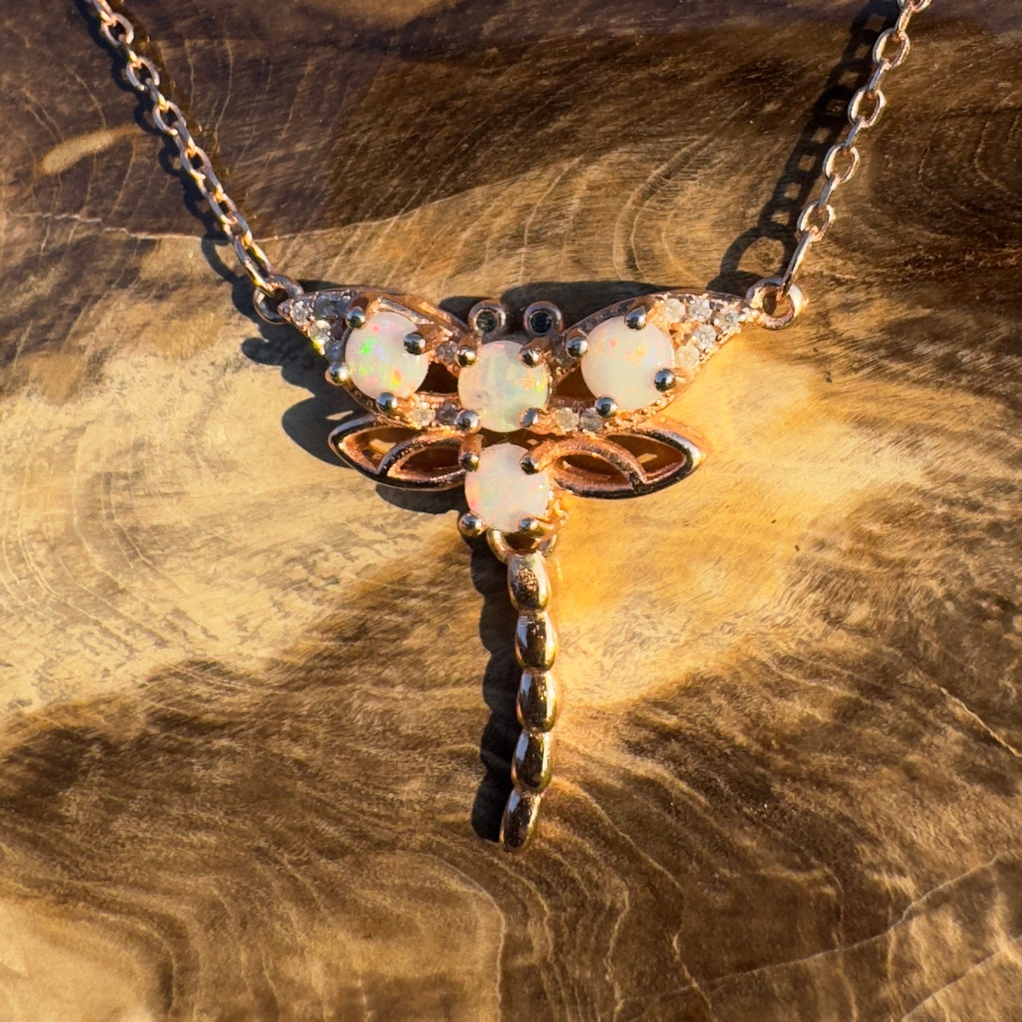 Dragonfly Dream ~ Handcrafted 1.2ct Coober Pedy Opal Dragonfly Pendant