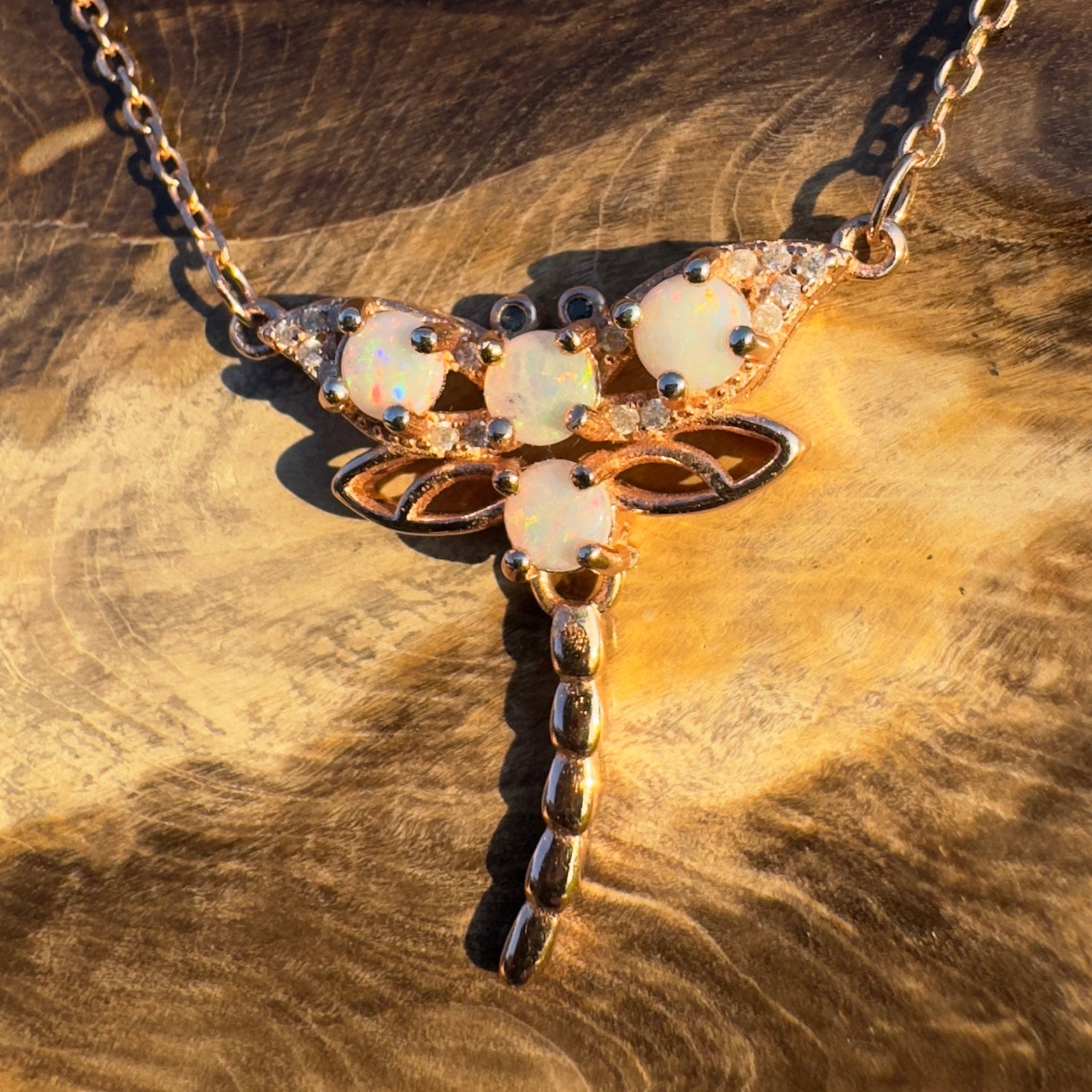 Dragonfly Dream ~ Handcrafted 1.2ct Coober Pedy Opal Dragonfly Pendant