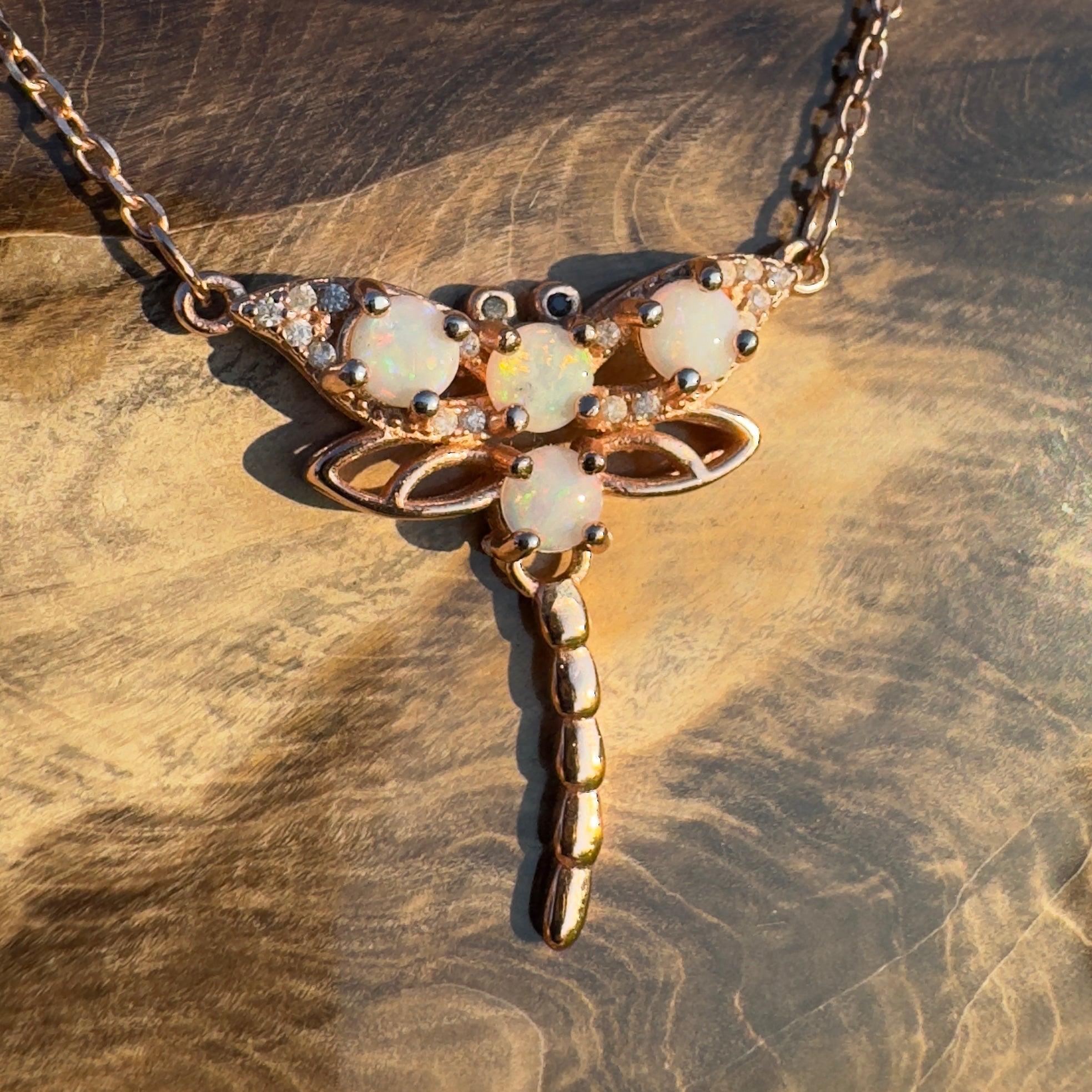 Dragonfly Dream ~ Handcrafted 1.2ct Coober Pedy Opal Dragonfly Pendant