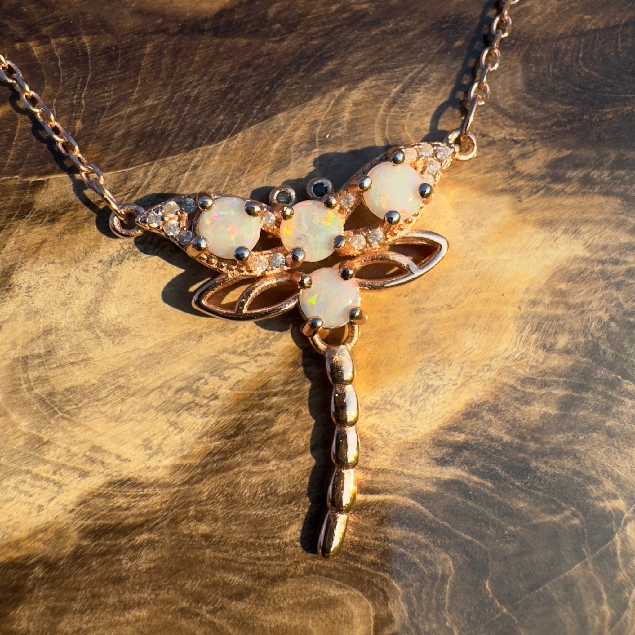 Dragonfly Dream ~ Handcrafted 1.2ct Coober Pedy Opal Dragonfly Pendant
