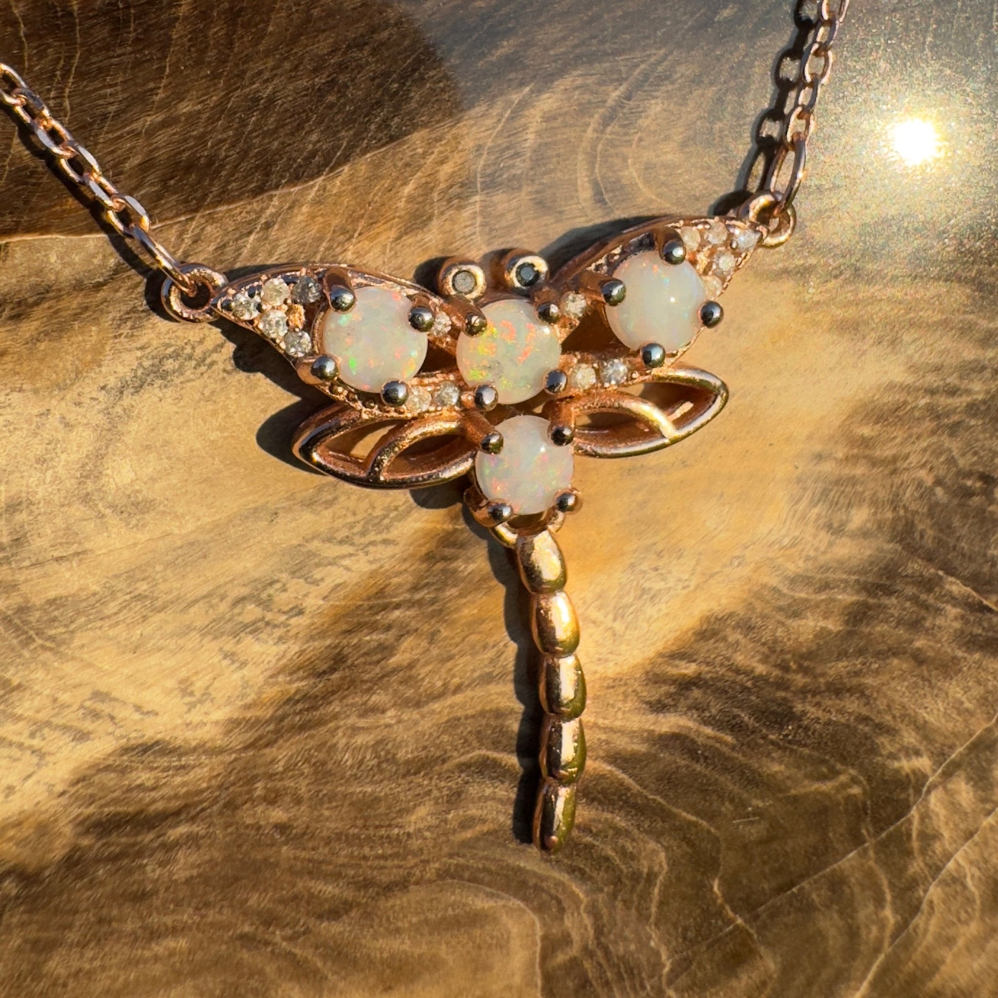 Dragonfly Dream ~ Handcrafted 1.2ct Coober Pedy Opal Dragonfly Pendant