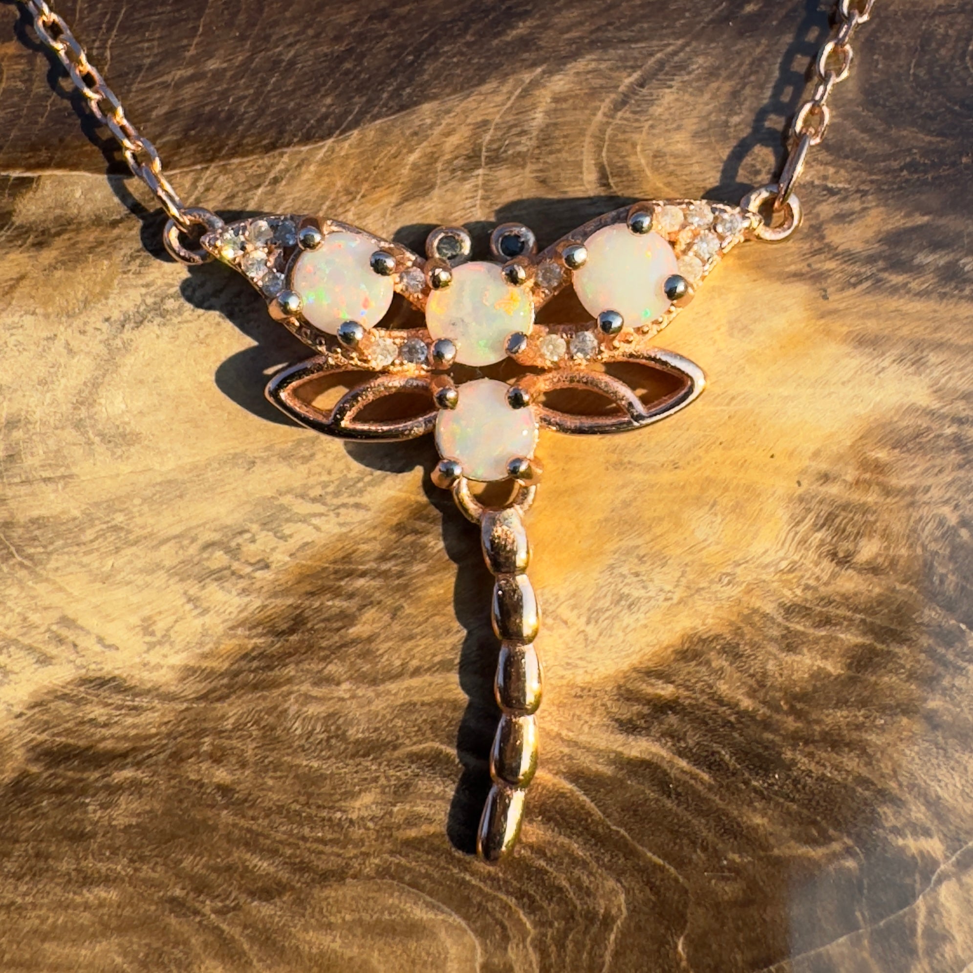 Dragonfly Dream ~ Handcrafted 1.2ct Coober Pedy Opal Dragonfly Pendant