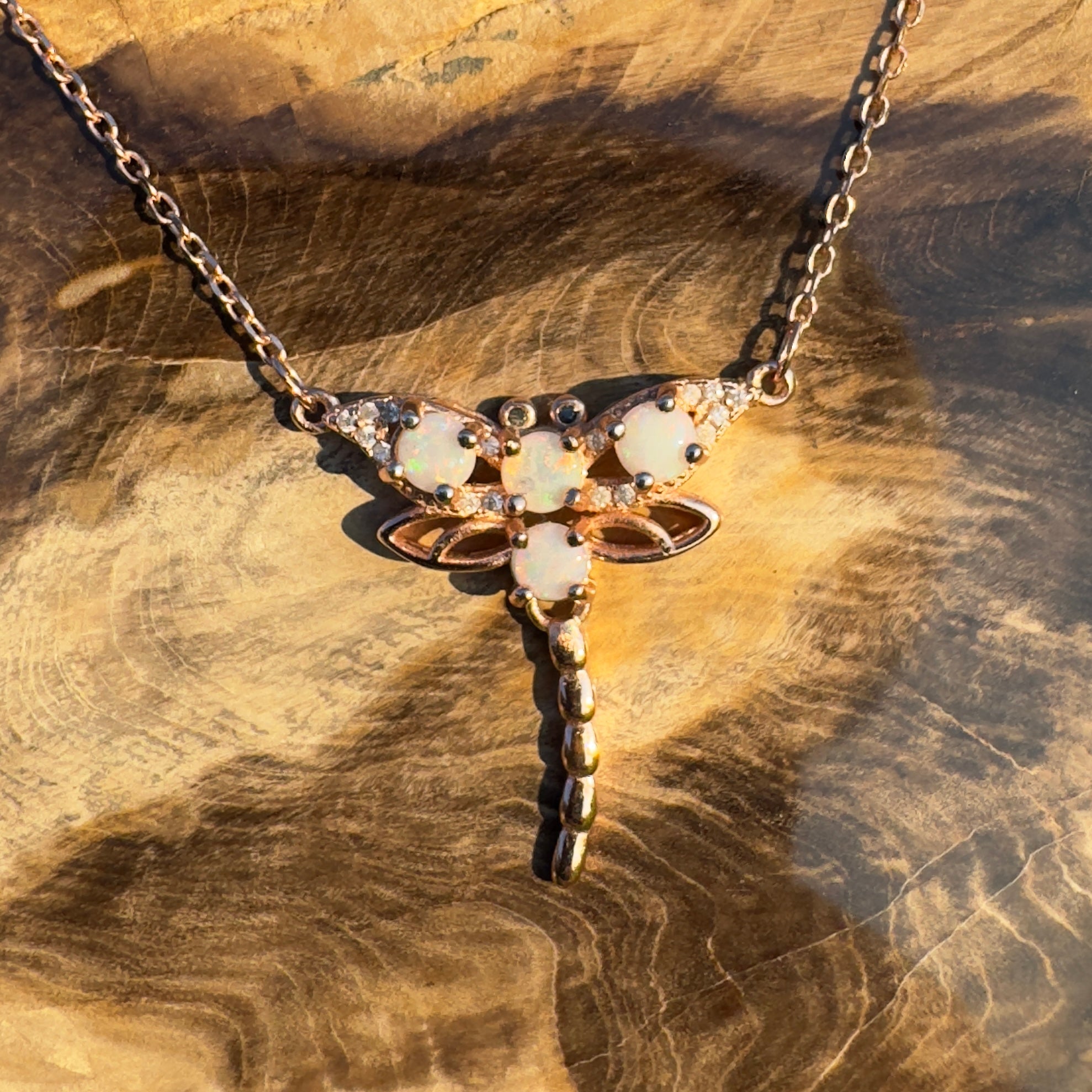 Dragonfly Dream ~ Handcrafted 1.2ct Coober Pedy Opal Dragonfly Pendant