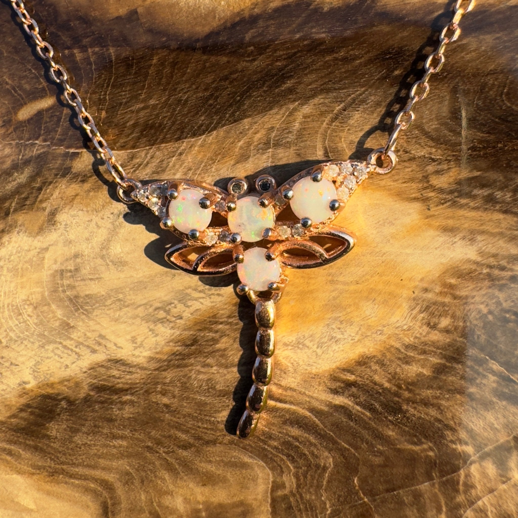 Dragonfly Dream ~ Handcrafted 1.2ct Coober Pedy Opal Dragonfly Pendant