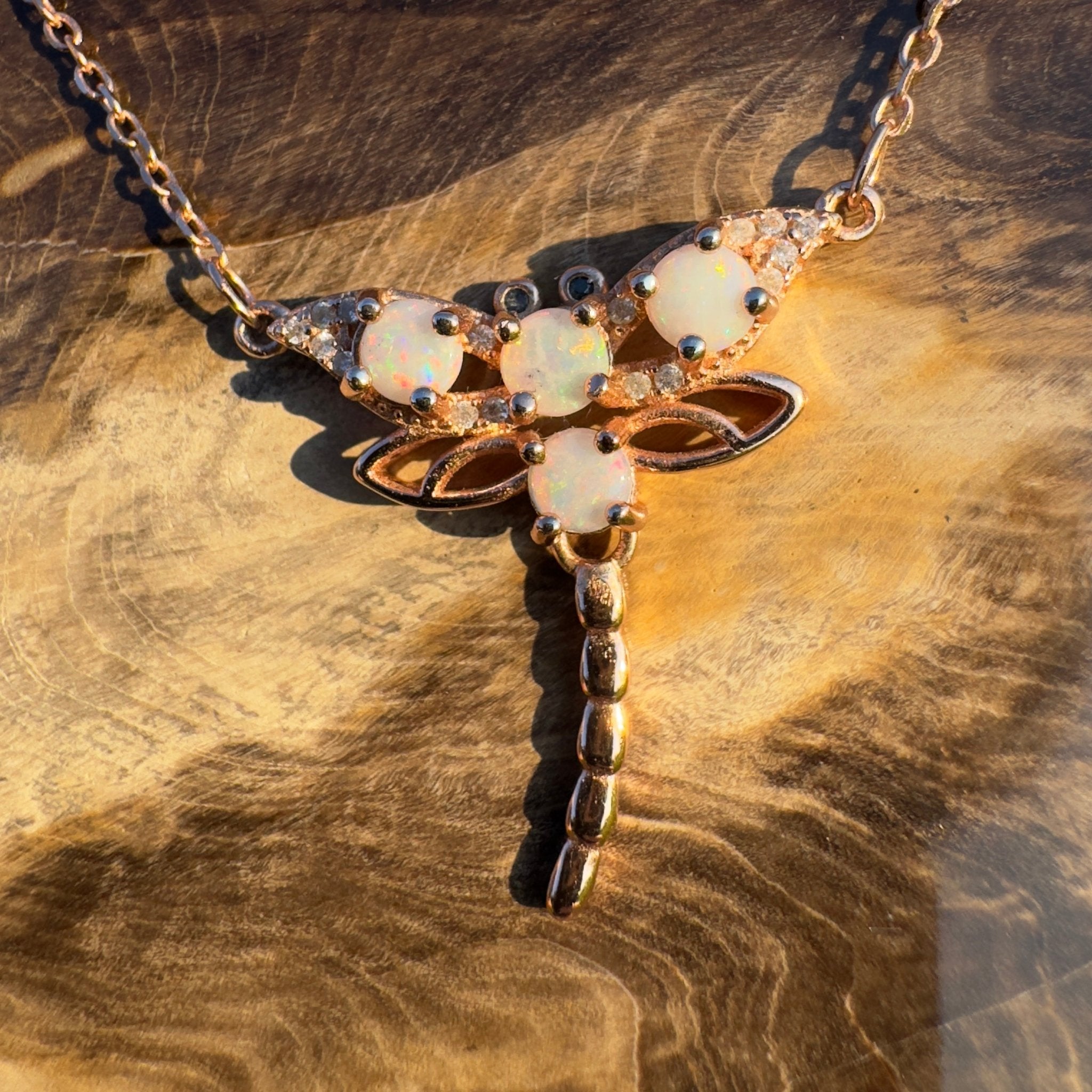 Dragonfly Dream ~ Handcrafted 1.2ct Coober Pedy Opal Dragonfly Pendant