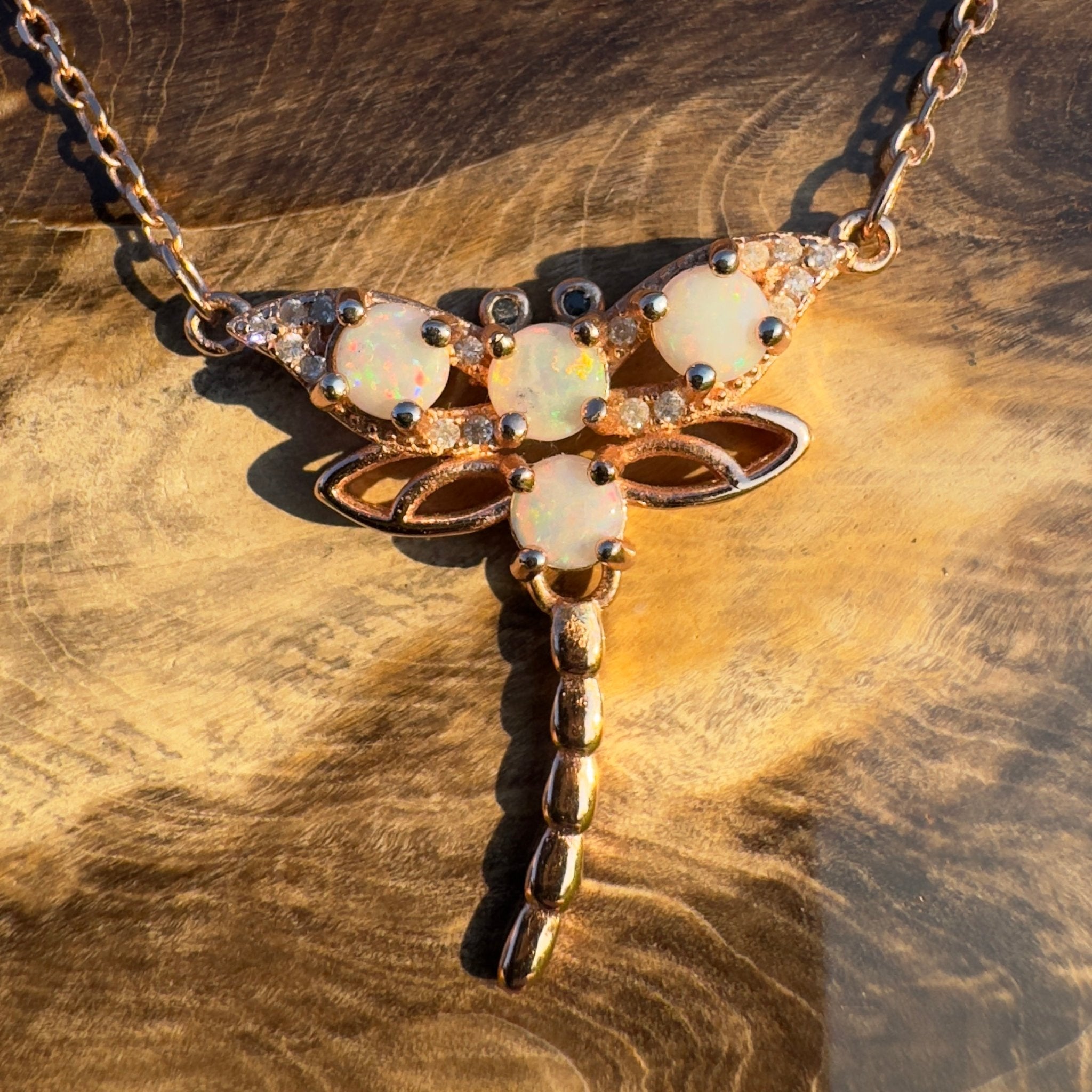 Dragonfly Dream ~ Handcrafted 1.2ct Coober Pedy Opal Dragonfly Pendant