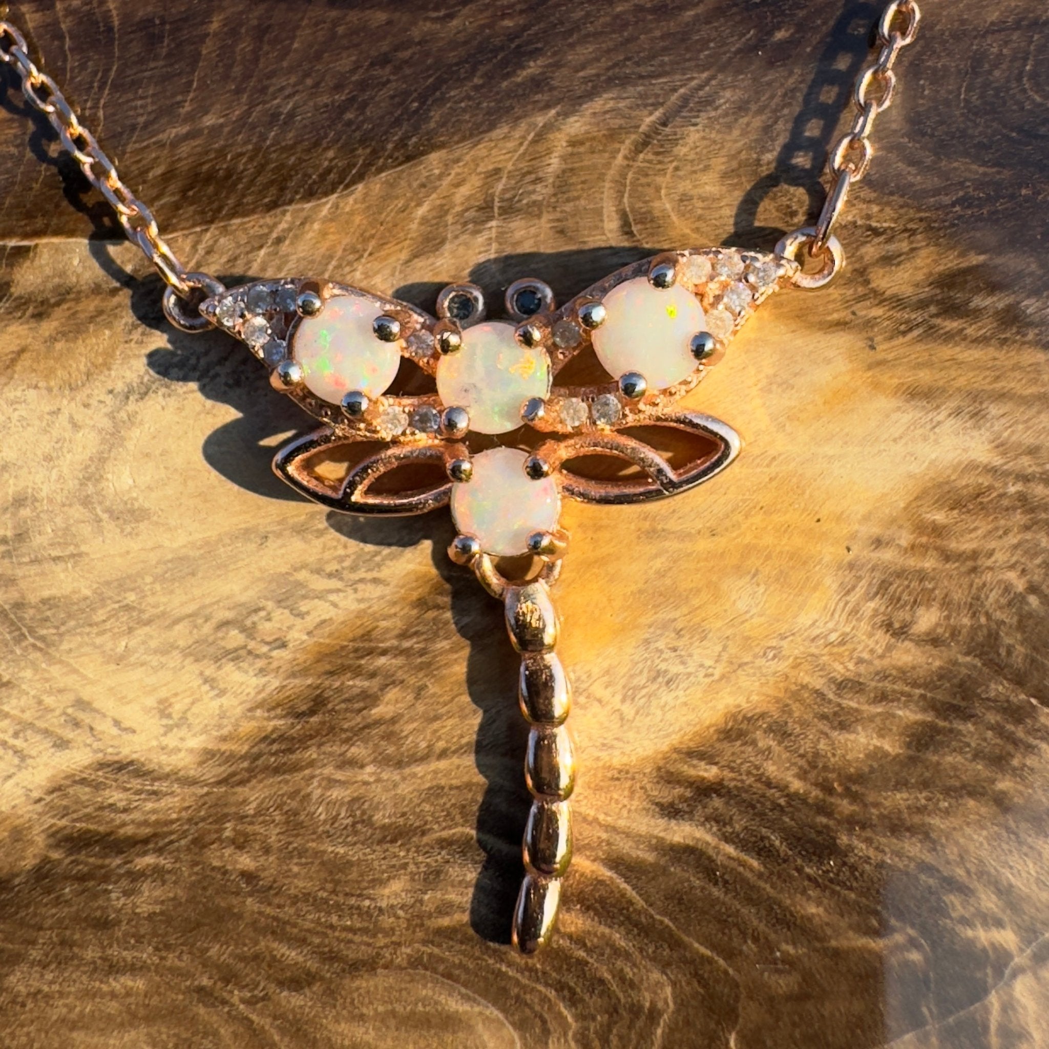 Dragonfly Dream ~ Handcrafted 1.2ct Coober Pedy Opal Dragonfly Pendant