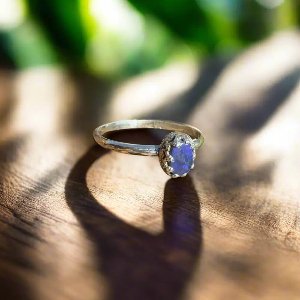 'Dreamtime Whisper' ~ Handcrafted 2.0ct Solid Lightning Ridge Semi - Black Opal 925 Sterling Silver Ring