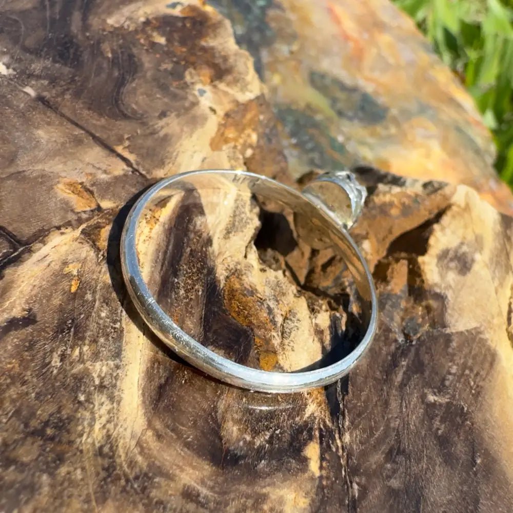 'Dreamtime Whisper' ~ Handcrafted 2.0ct Solid Lightning Ridge Semi - Black Opal 925 Sterling Silver Ring