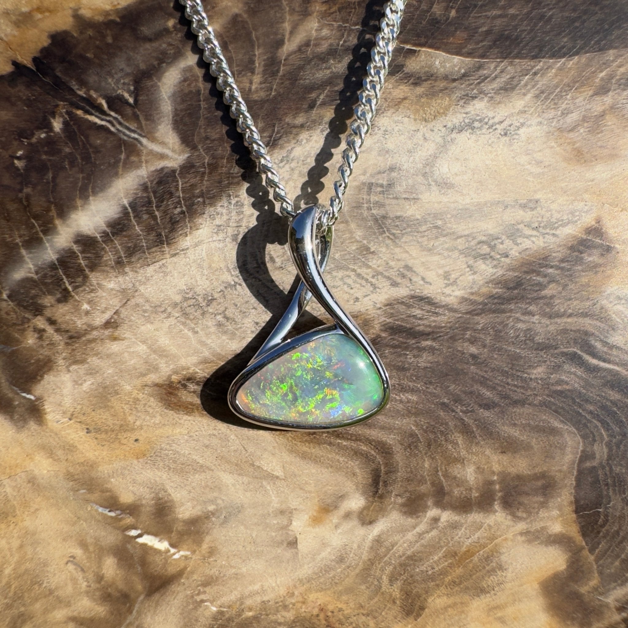 Dreamy Desert Mirage – 1.1ct Lightning Ridge Opal 925 Silver Pendant