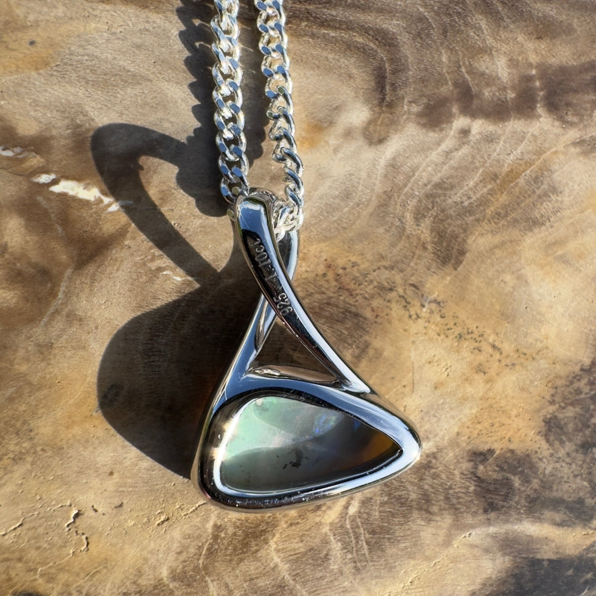 Dreamy Desert Mirage – 1.1ct Lightning Ridge Opal 925 Silver Pendant