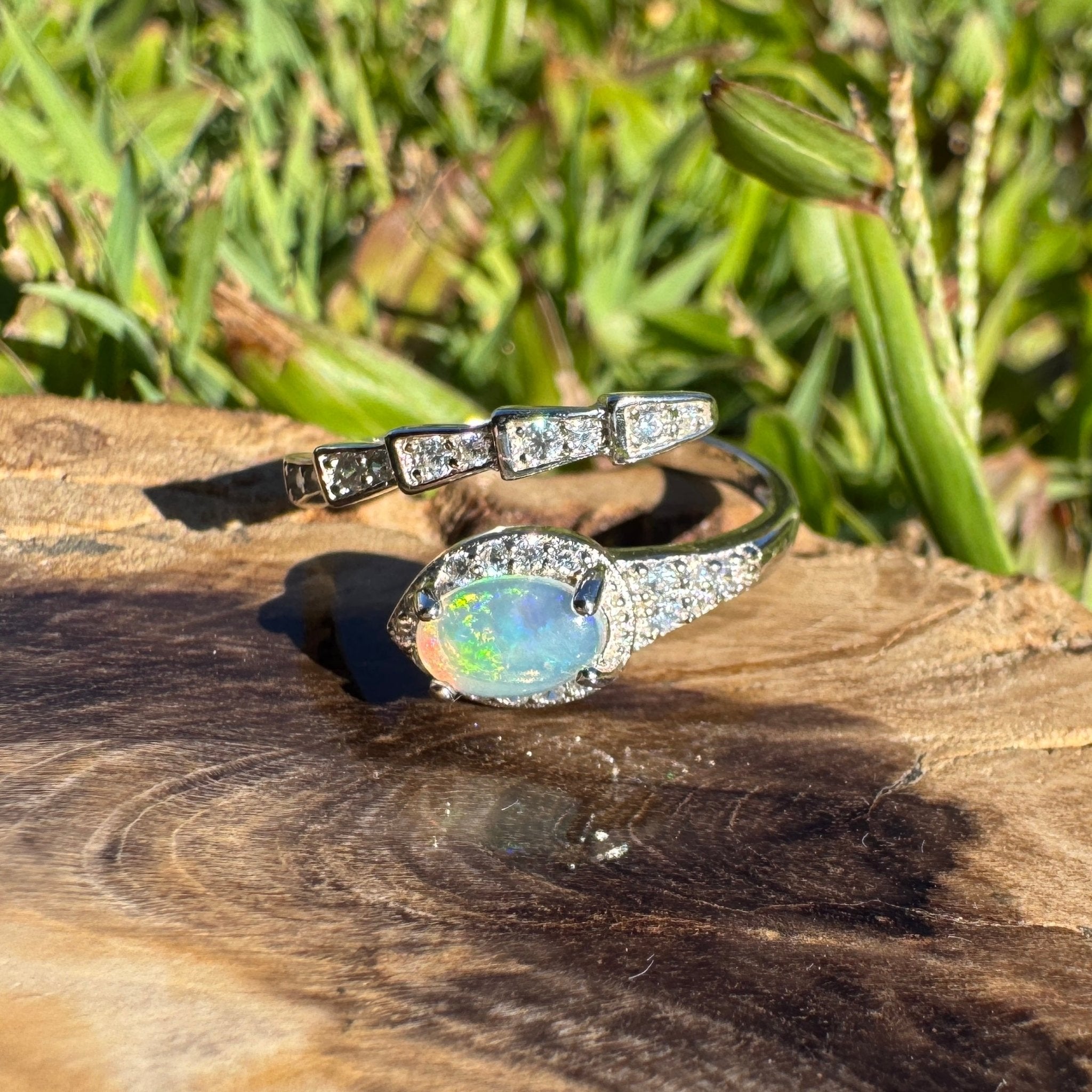 Elliston Tide ~ 0.3ct Solid Lightning Ridge Opal 925 Silver Ring