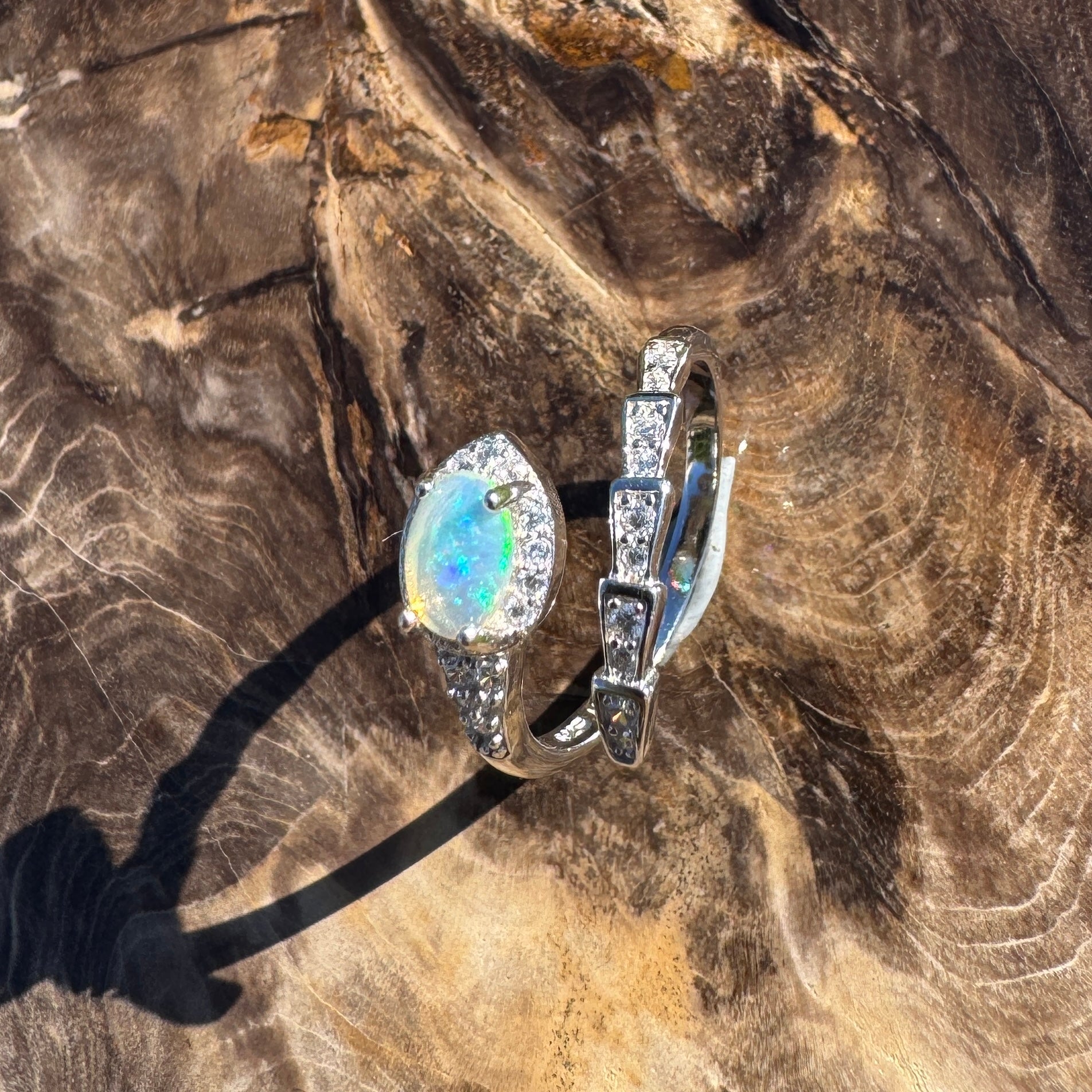 Elliston Tide ~ 0.3ct Solid Lightning Ridge Opal 925 Silver Ring