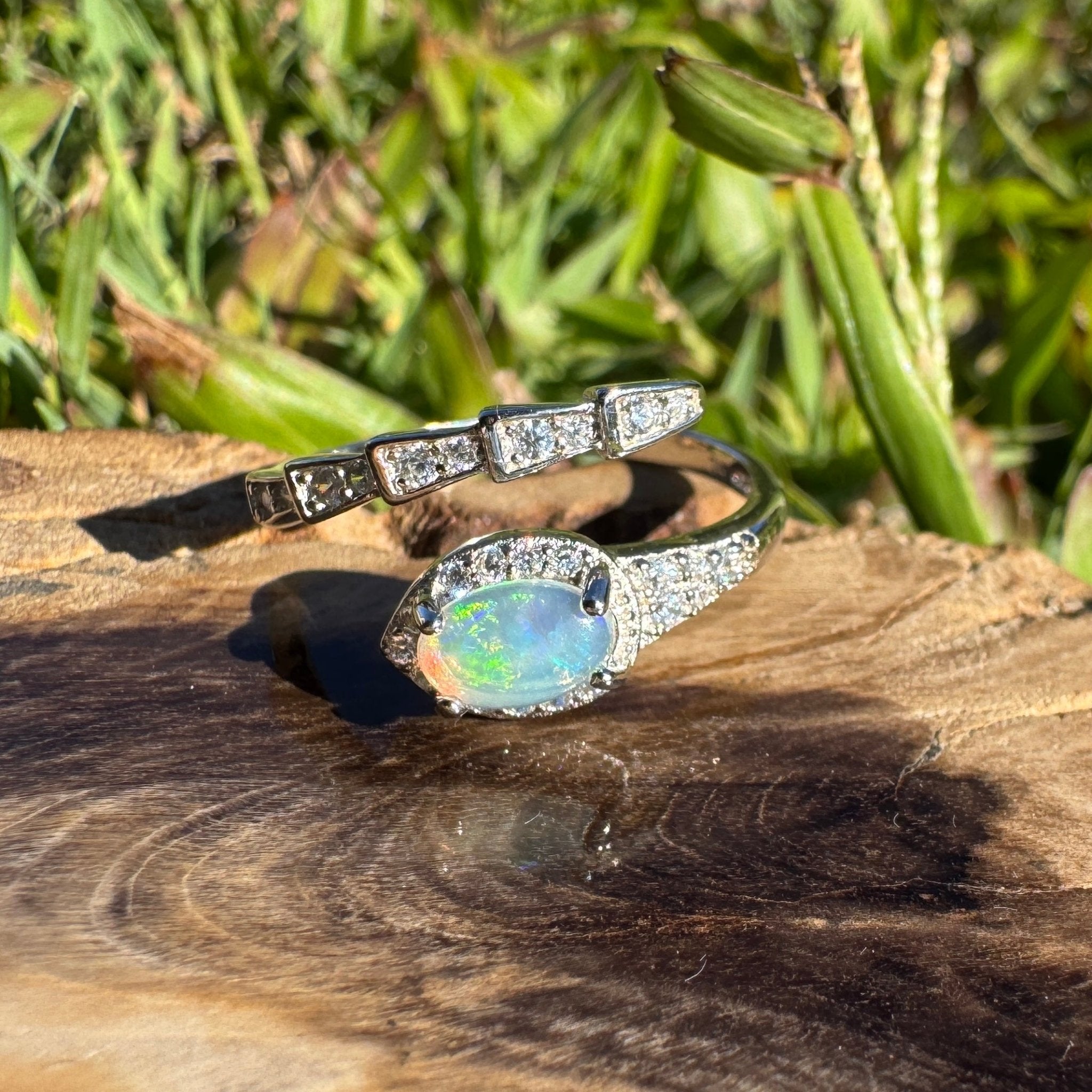 Elliston Tide ~ 0.3ct Solid Lightning Ridge Opal 925 Silver Ring