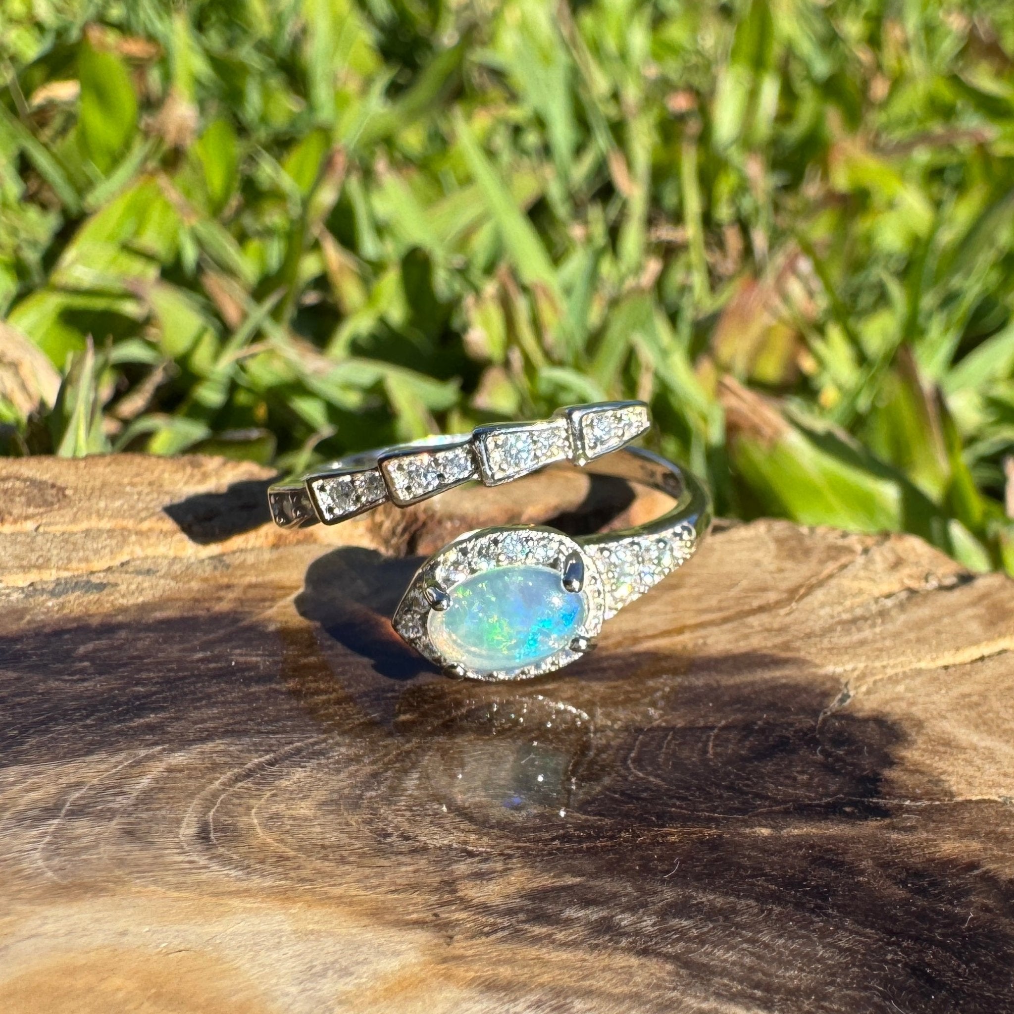 Elliston Tide ~ 0.3ct Solid Lightning Ridge Opal 925 Silver Ring