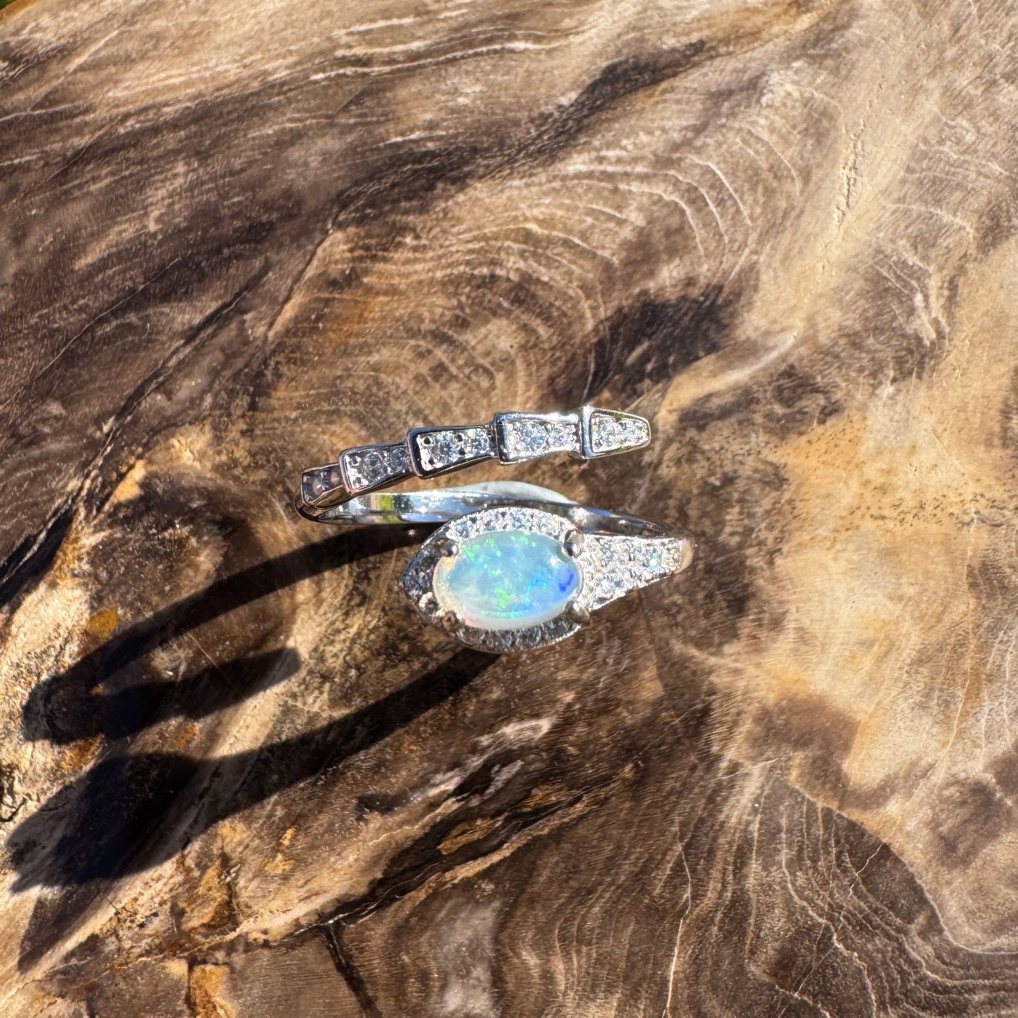 Elliston Tide ~ 0.3ct Solid Lightning Ridge Opal 925 Silver Ring