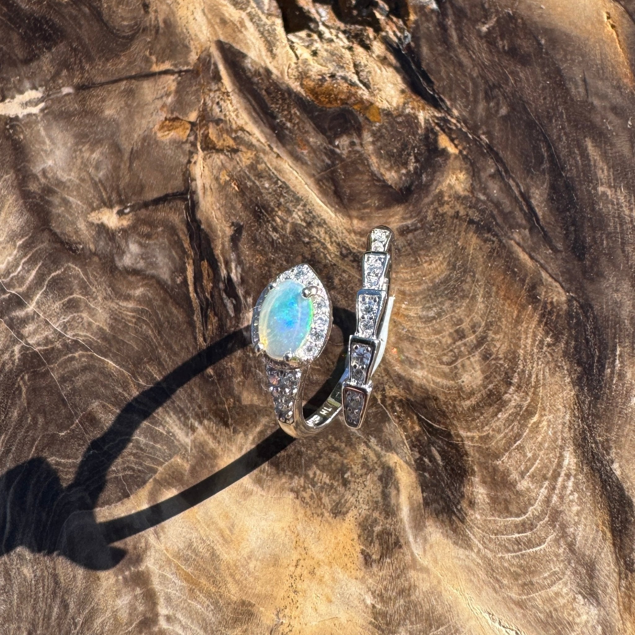 Elliston Tide ~ 0.3ct Solid Lightning Ridge Opal 925 Silver Ring