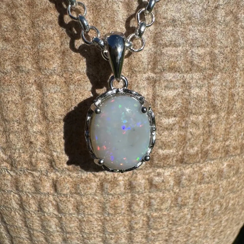 ‘Ember Mist' ~ Handcrafted 1.4ct Solid Coober Pedy Opal 925 Sterling Silver Pendant Necklace
