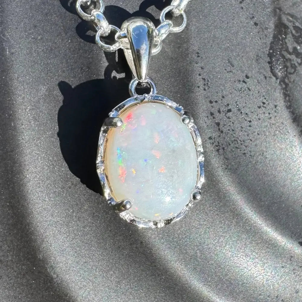 ‘Ember Mist' ~ Handcrafted 1.4ct Solid Coober Pedy Opal 925 Sterling Silver Pendant Necklace