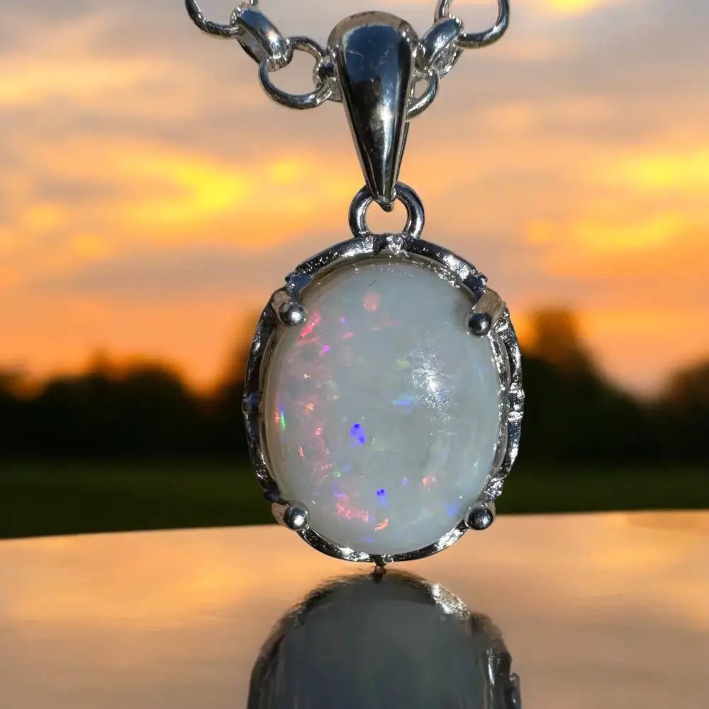 ‘Ember Mist' ~ Handcrafted 1.4ct Solid Coober Pedy Opal 925 Sterling Silver Pendant Necklace