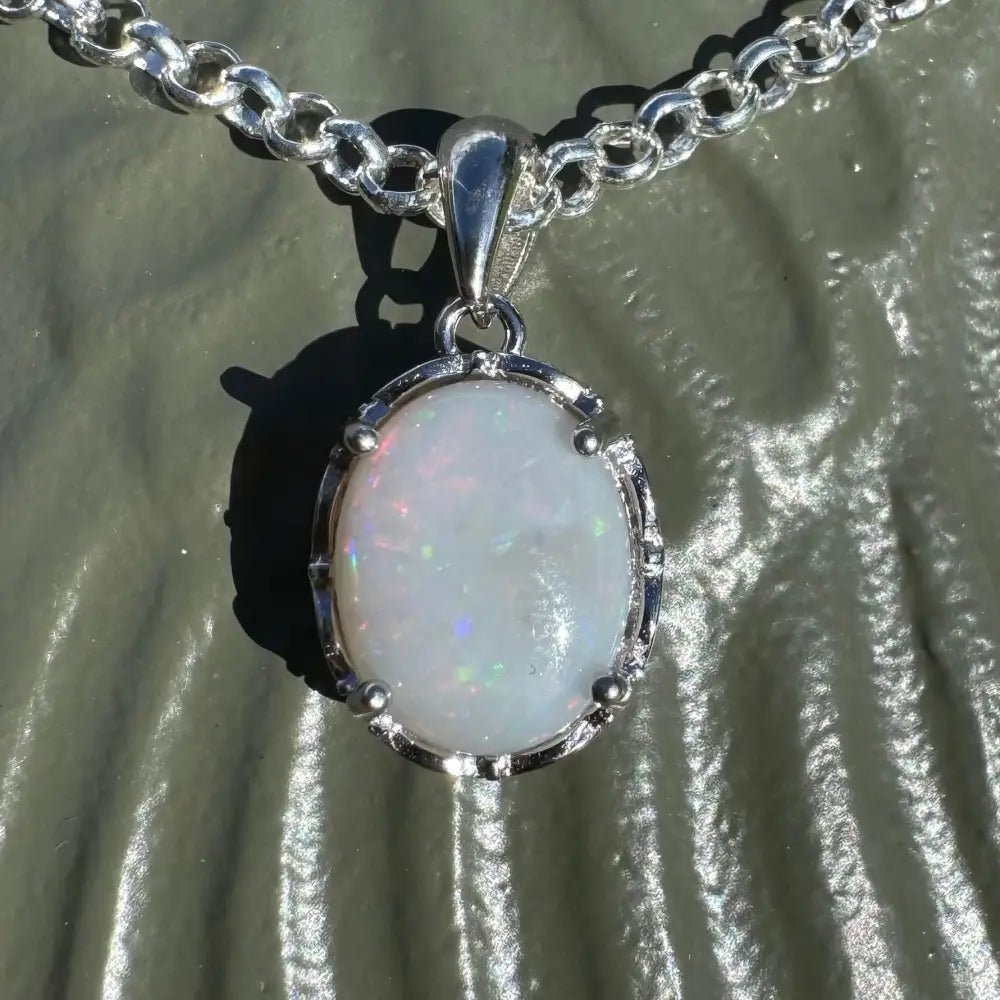 ‘Ember Mist' ~ Handcrafted 1.4ct Solid Coober Pedy Opal 925 Sterling Silver Pendant Necklace