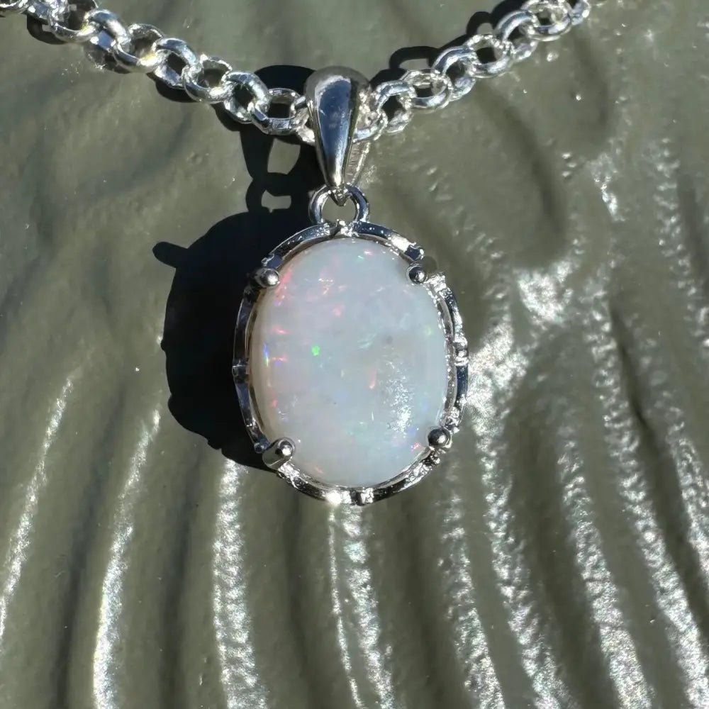 ‘Ember Mist' ~ Handcrafted 1.4ct Solid Coober Pedy Opal 925 Sterling Silver Pendant Necklace