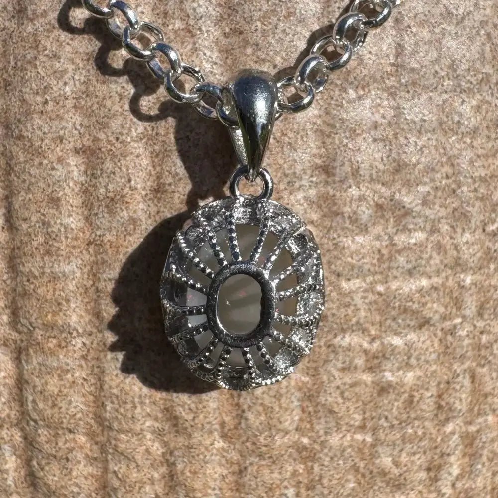 ‘Ember Mist' ~ Handcrafted 1.4ct Solid Coober Pedy Opal 925 Sterling Silver Pendant Necklace